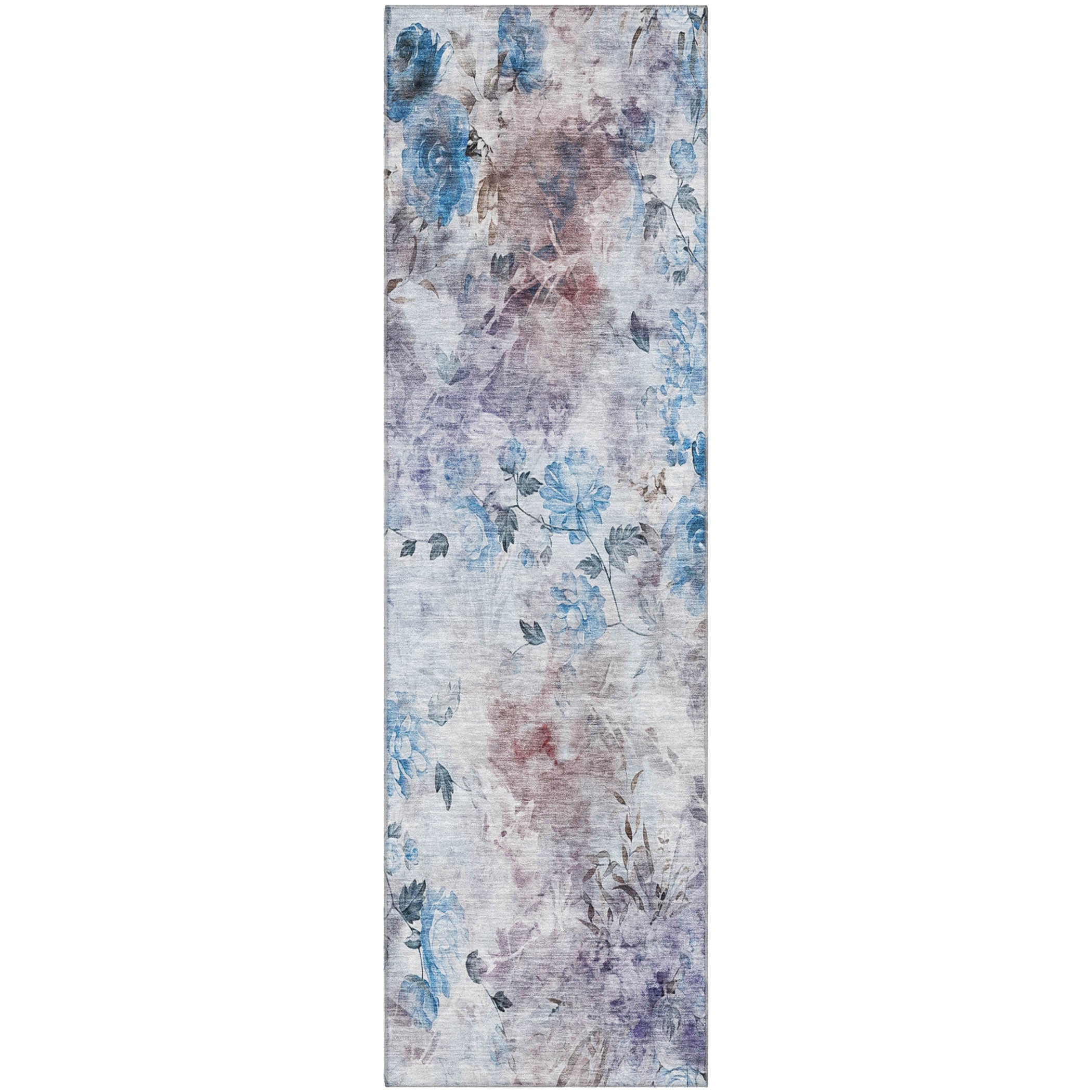 Chiang Mai Machine Washable Transitional Blue Rug 2'3" x 7'6" #shape_Runner