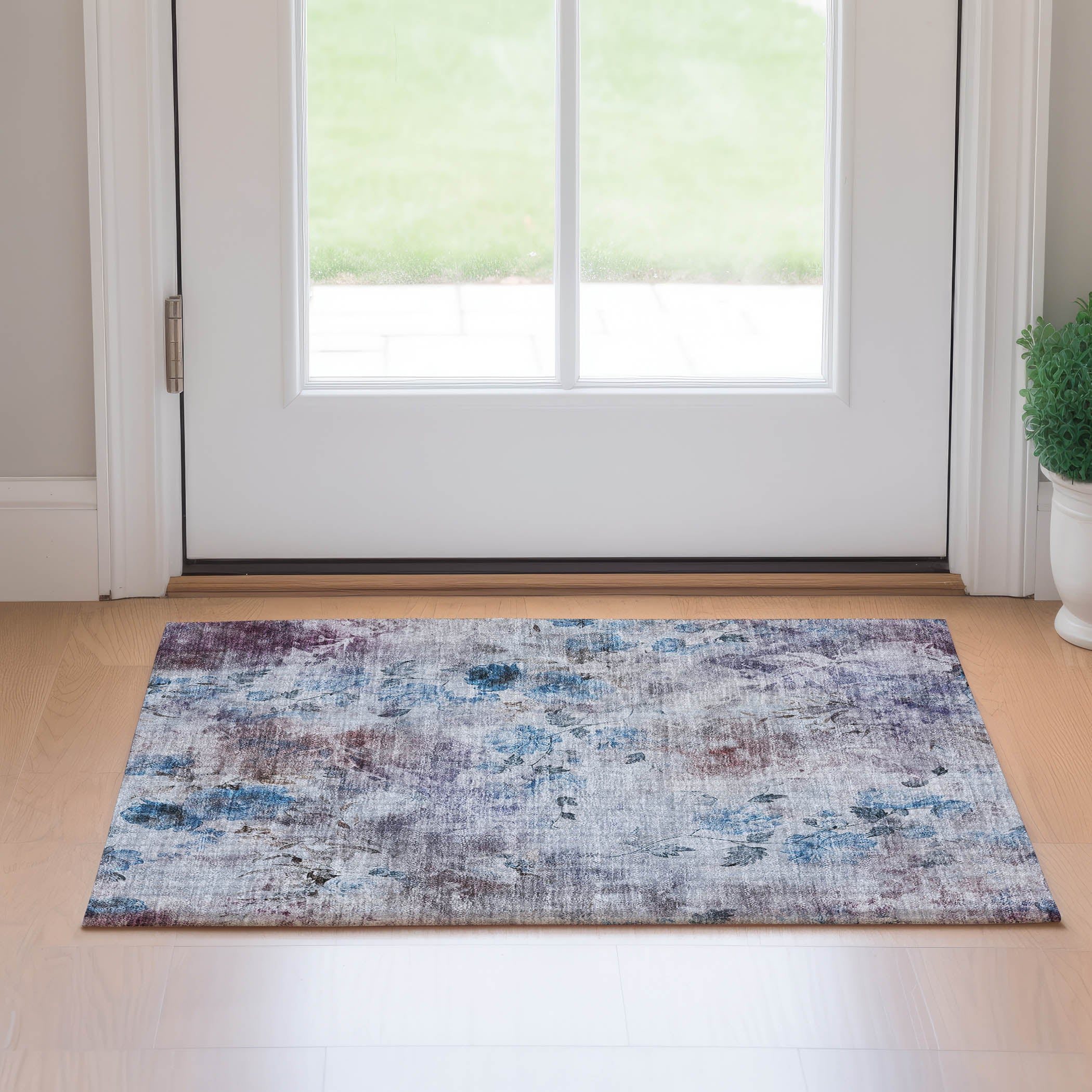 Chiang Mai Machine Washable Transitional Blue Rug 1'8" x 2'6" #shape_Rectangle