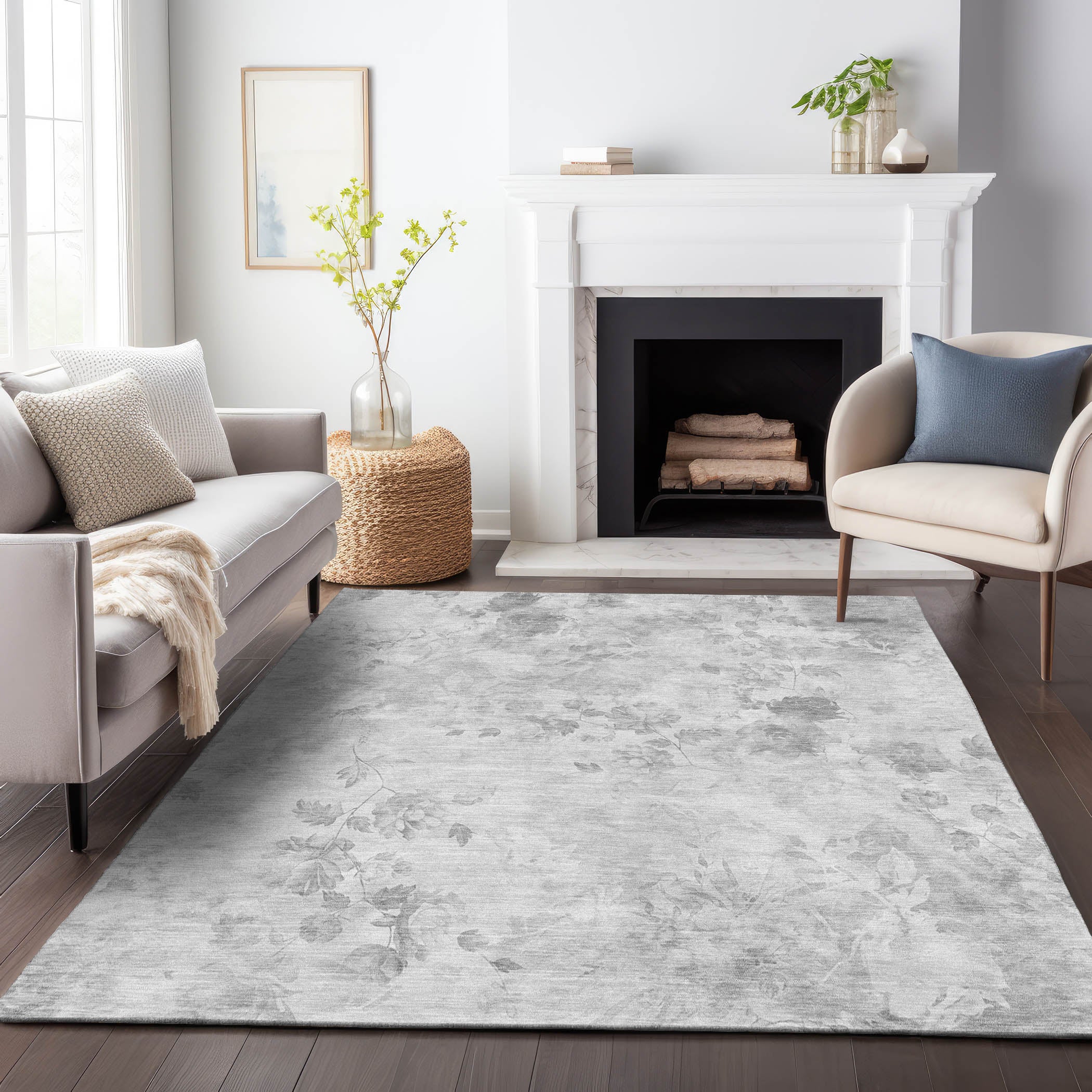 Chiang Mai Machine Washable Transitional Gray Rug 2'6" x 3'10" #shape_Rectangle