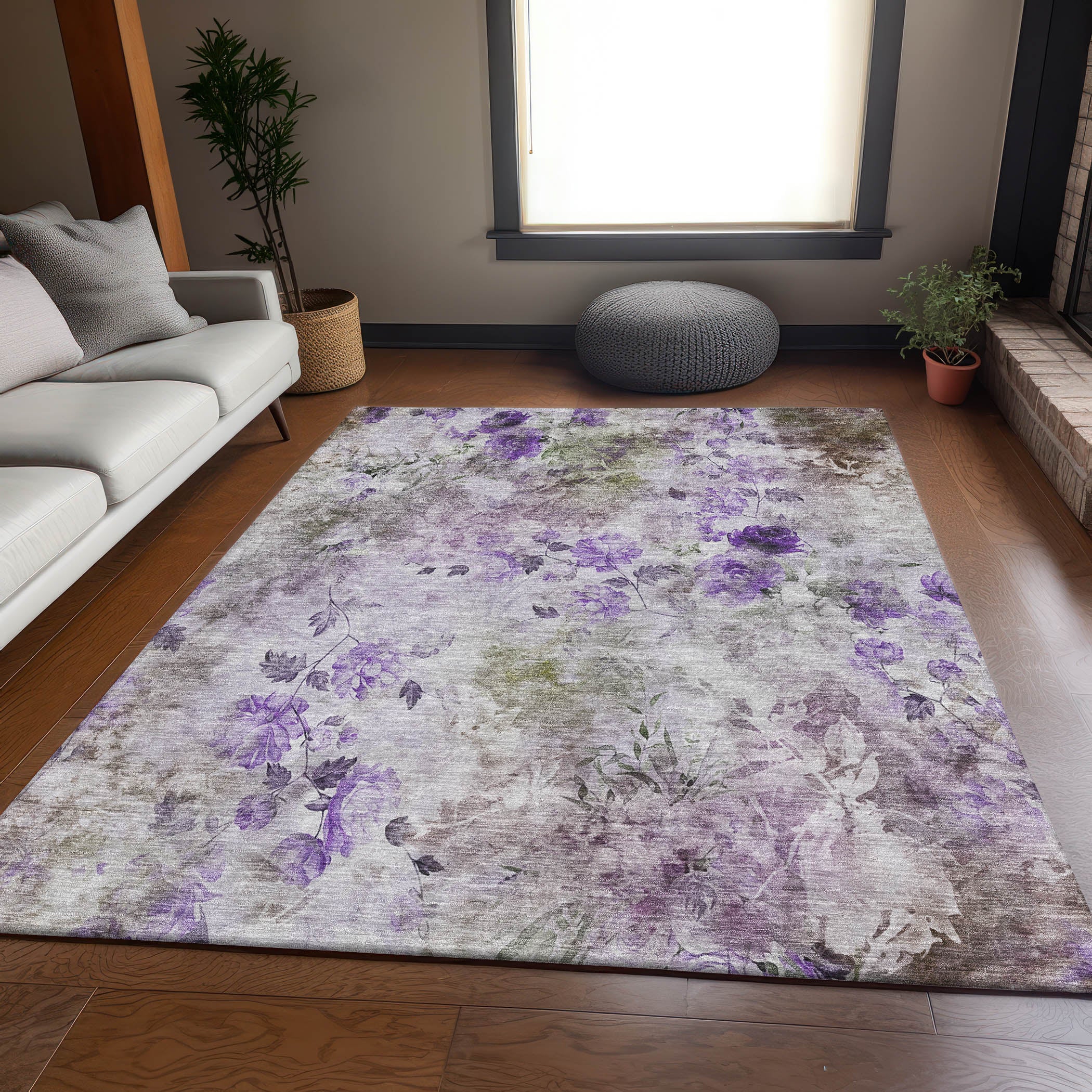 Chiang Mai Machine Washable Transitional Purple Rug 2'6" x 3'10" #shape_Rectangle
