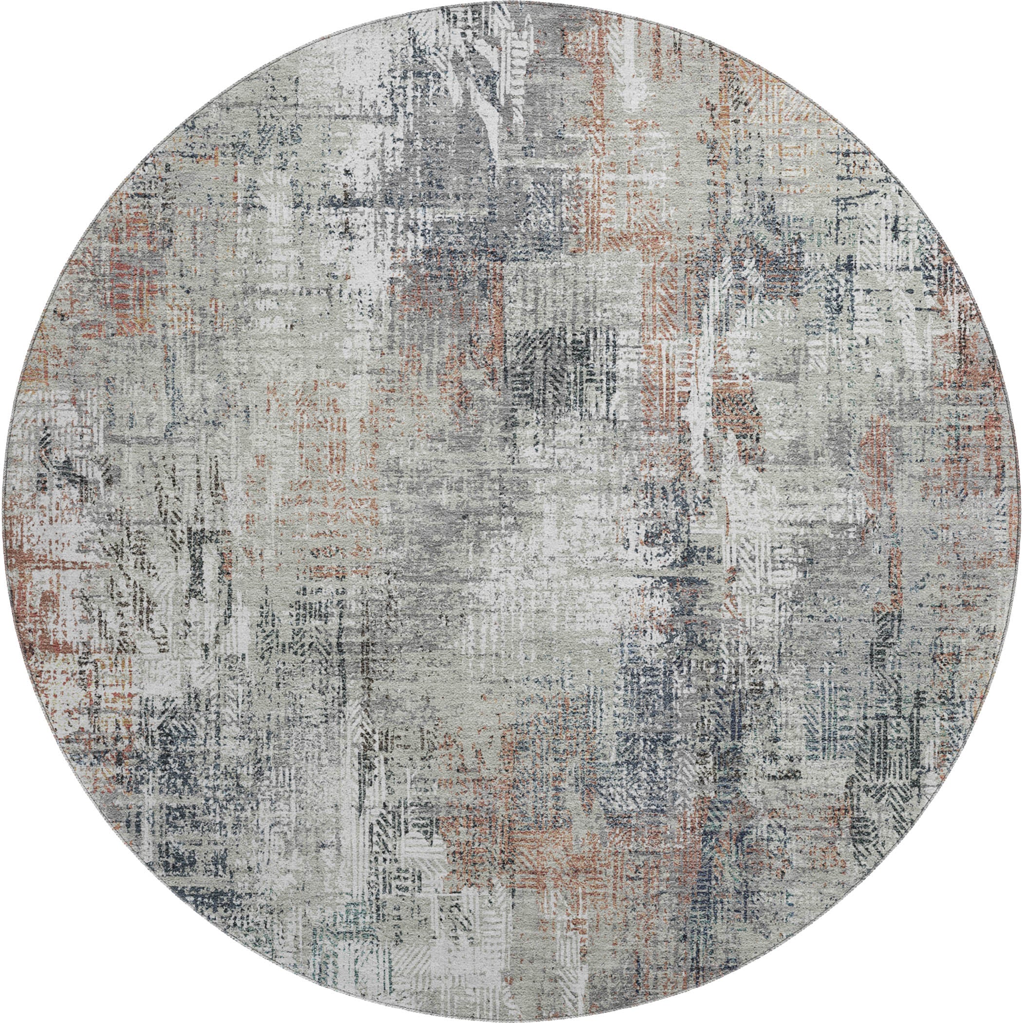 Sarajevo Machine Washable Transitional Taupe Brown Rug 8' x 8' #shape_Round