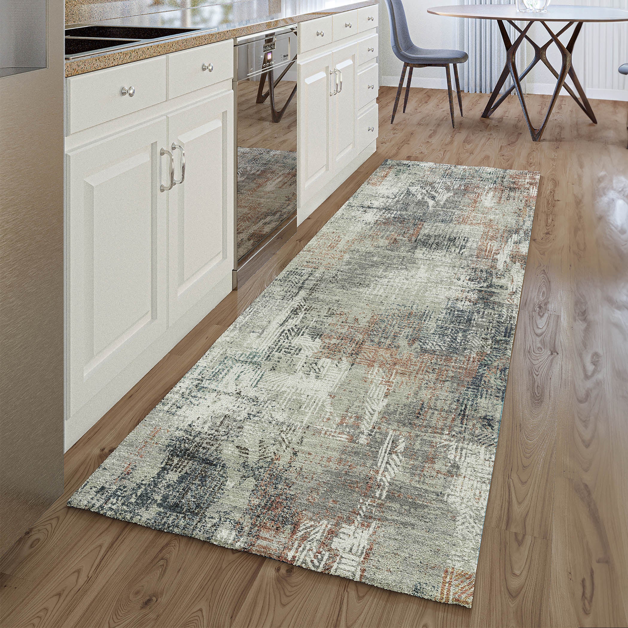 Sarajevo Machine Washable Transitional Taupe Brown Rug 2'3" x 7'6" #shape_Runner