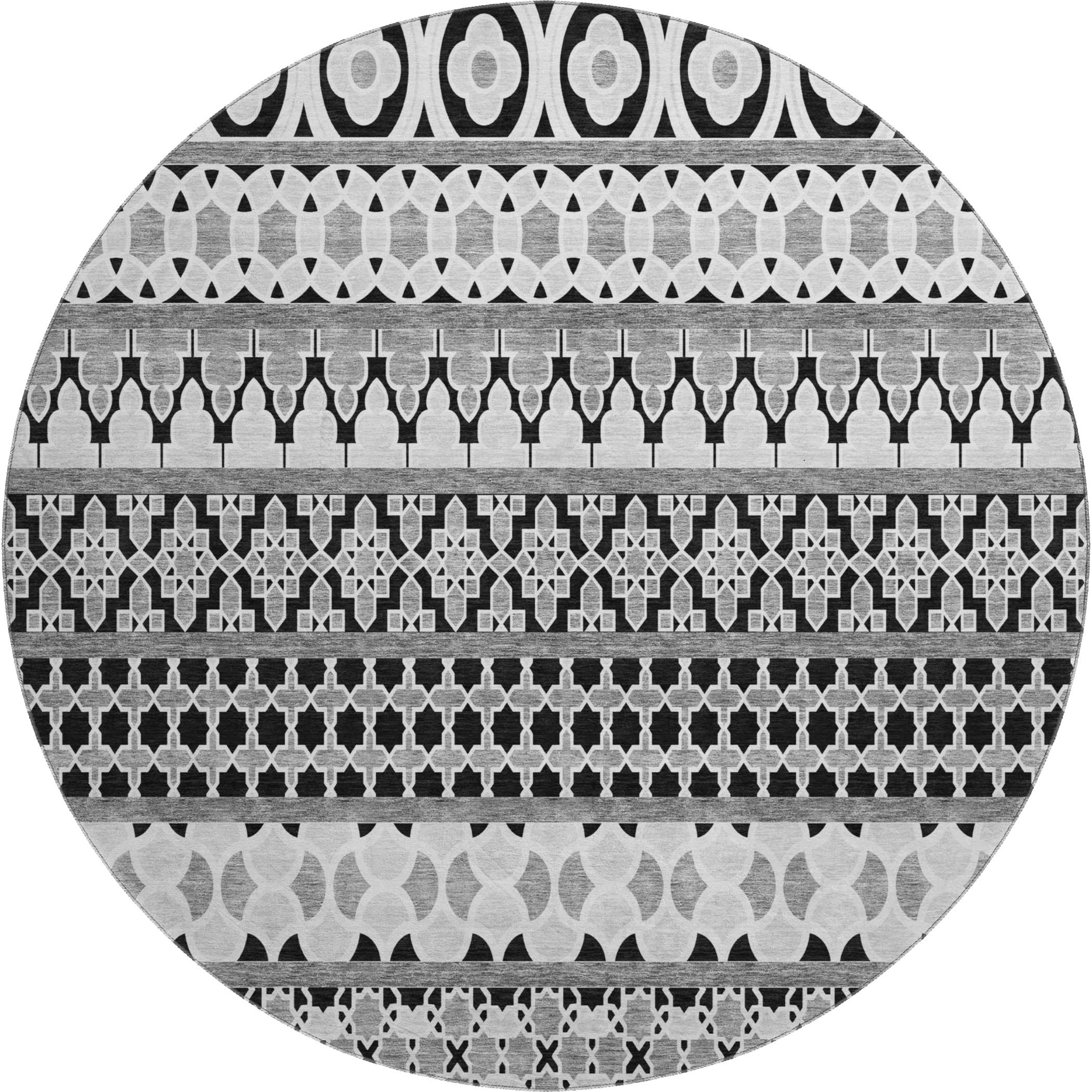 Sarajevo Machine Washable Transitional Black Rug 8' x 8' #shape_Round