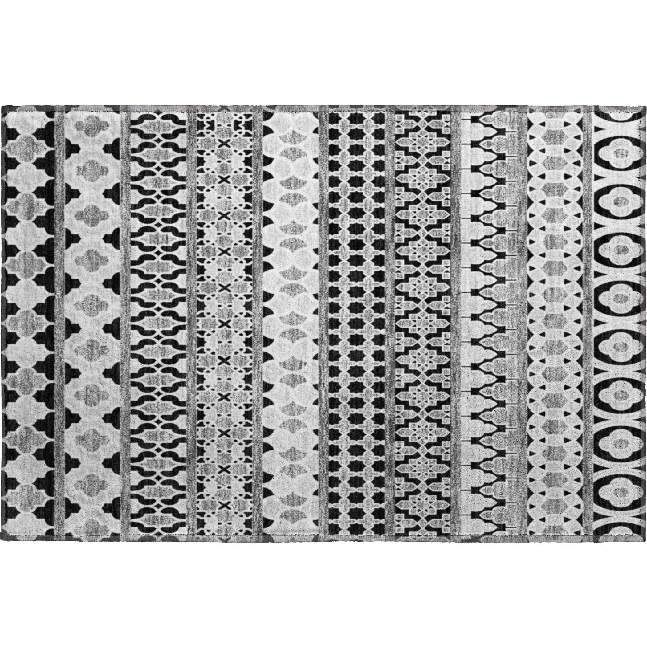 Sarajevo Machine Washable Transitional Black Rug 1'8" x 2'6" #shape_Rectangle