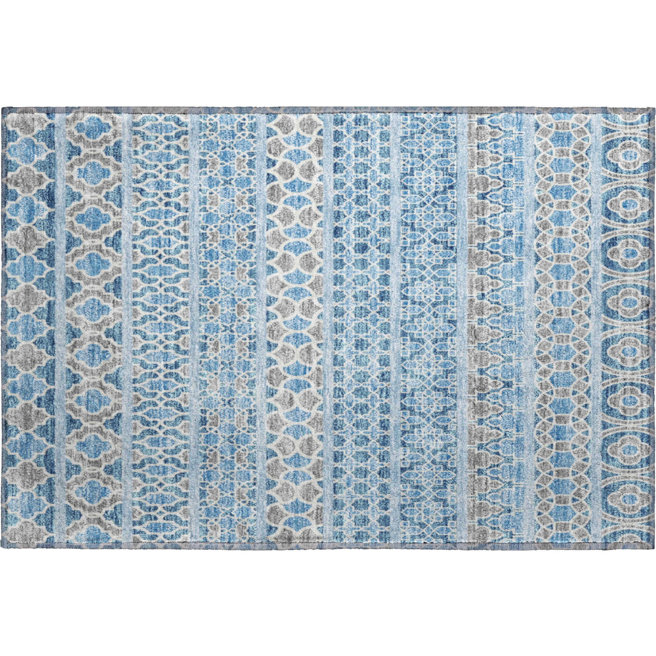 Sarajevo Machine Washable Transitional Sky Blue Rug 1'8" x 2'6" #shape_Rectangle