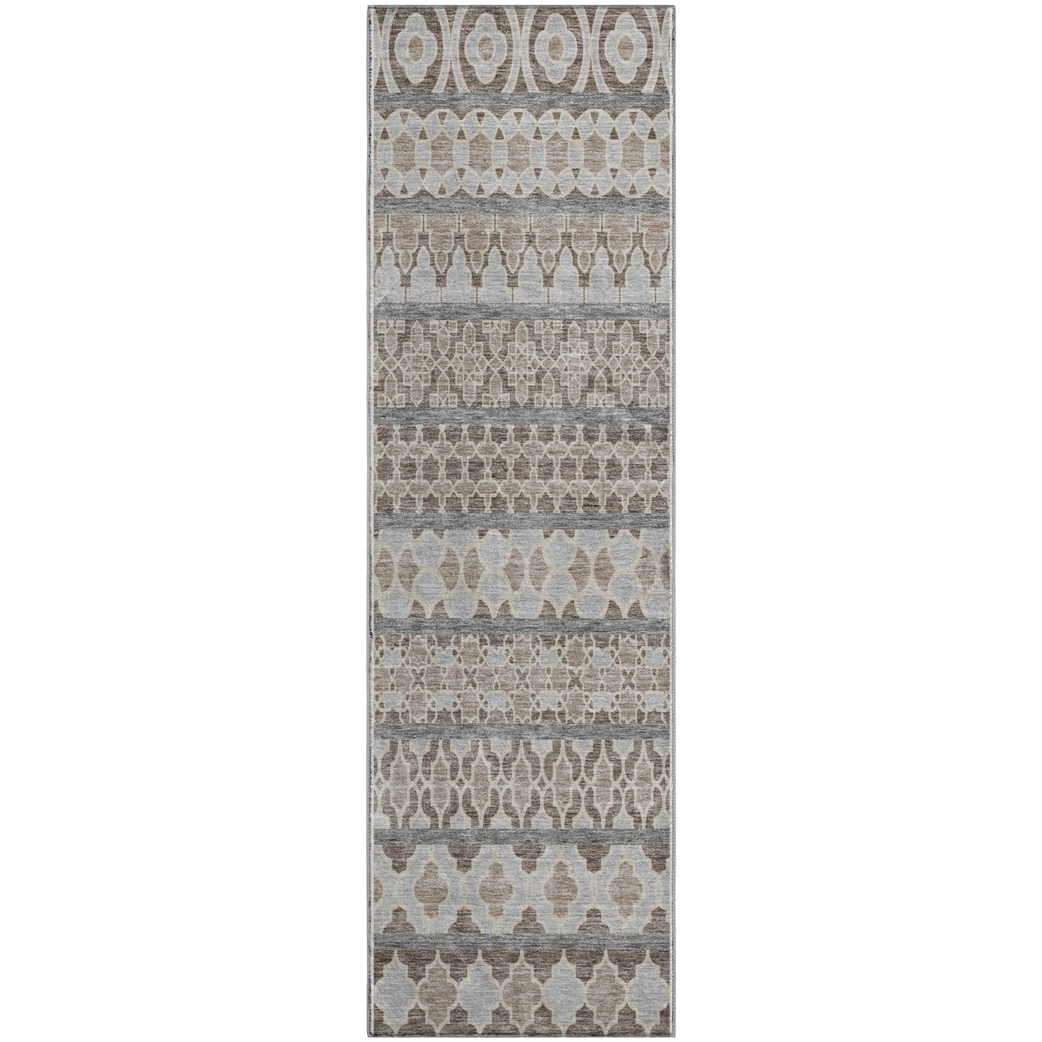 Sarajevo Machine Washable Transitional Taupe Brown Rug 2'3" x 7'6" #shape_Runner