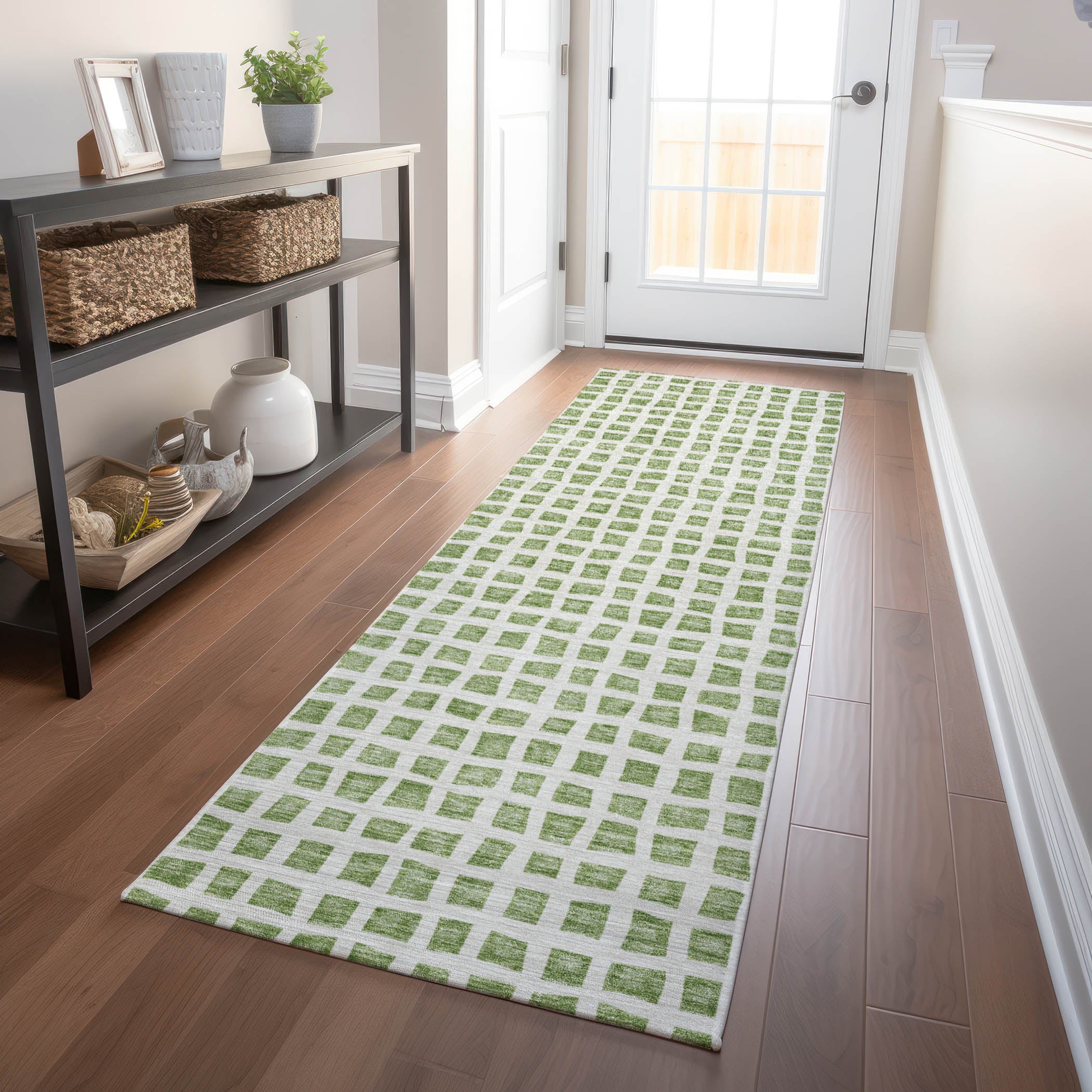 Sintra Machine Washable Transitional Aloe Green Rug 2'3" x 7'6" #shape_Runner