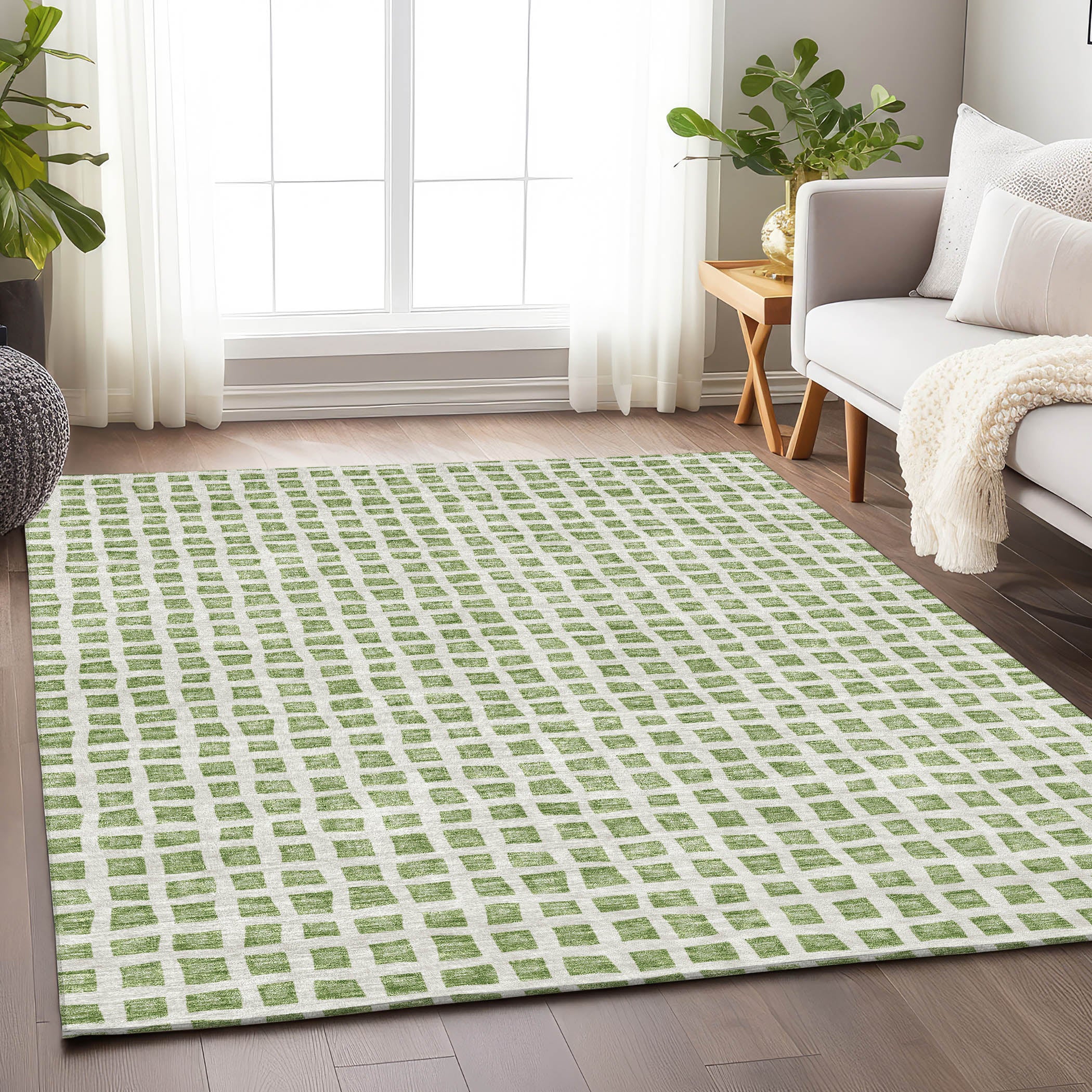 Sintra Machine Washable Transitional Aloe Green Rug 2'6" x 3'10" #shape_Rectangle