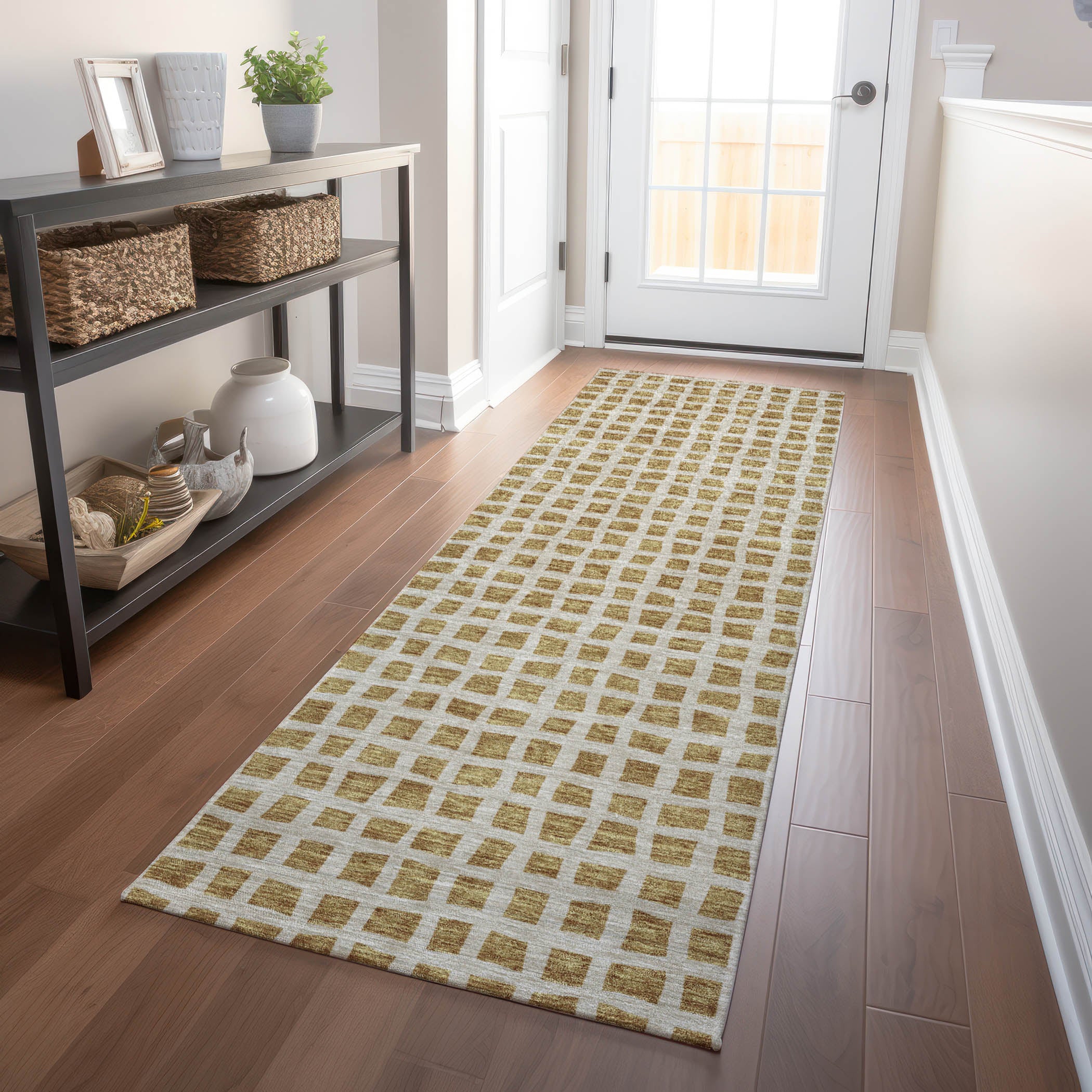 Sintra Machine Washable Transitional Gold Rug 2'3" x 7'6" #shape_Runner