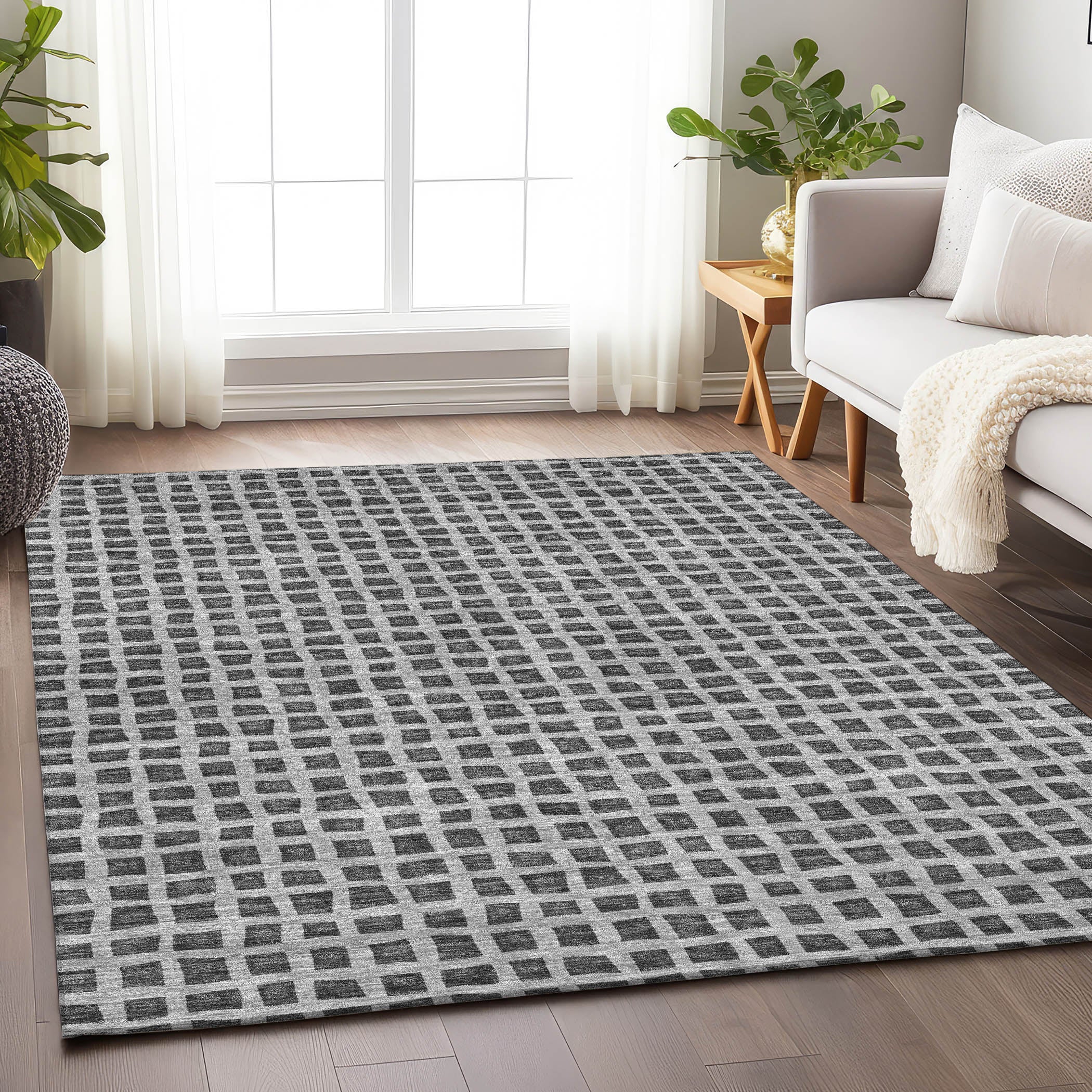 Sintra Machine Washable Transitional Graphite Gray Rug 2'6" x 3'10" #shape_Rectangle