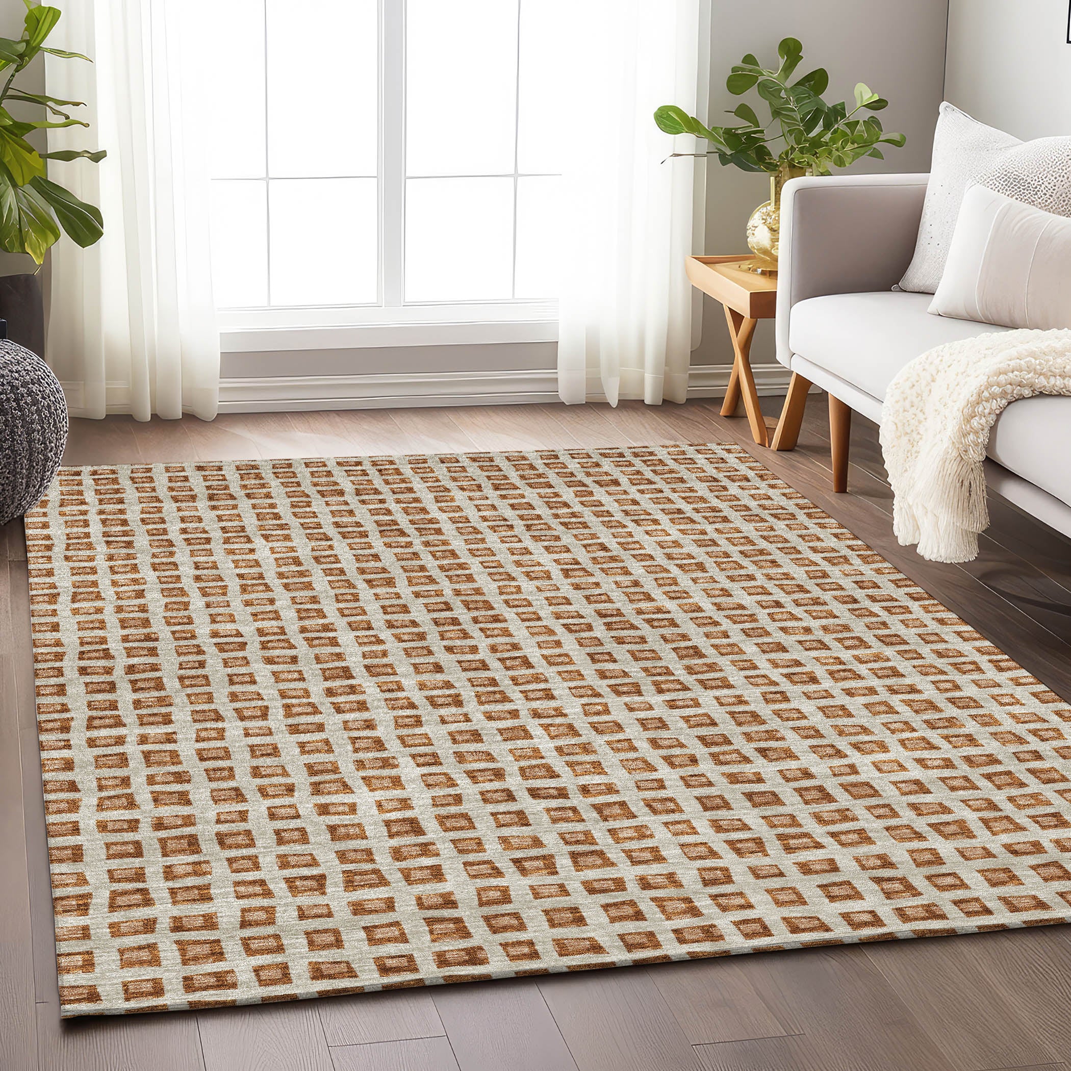 Sintra Machine Washable Transitional Paprika Orange Rug 2'6" x 3'10" #shape_Rectangle