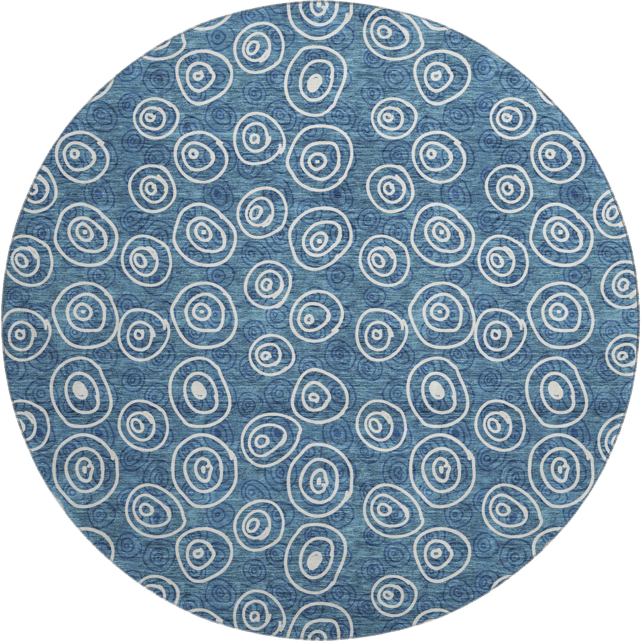 Sintra Machine Washable Transitional Blue Rug 8' x 8' #shape_Round