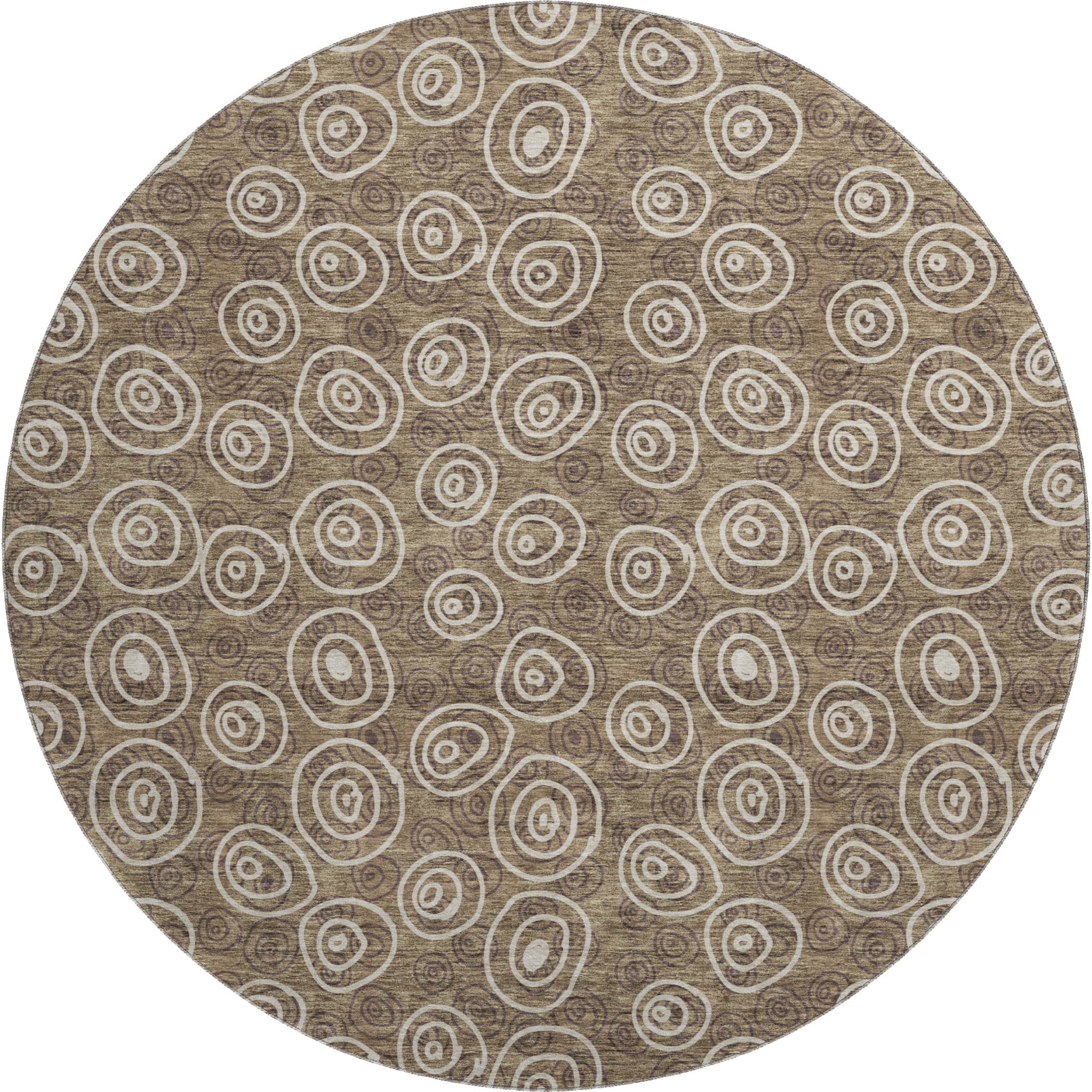 Sintra Machine Washable Transitional Brown Rug 8' x 8' #shape_Round