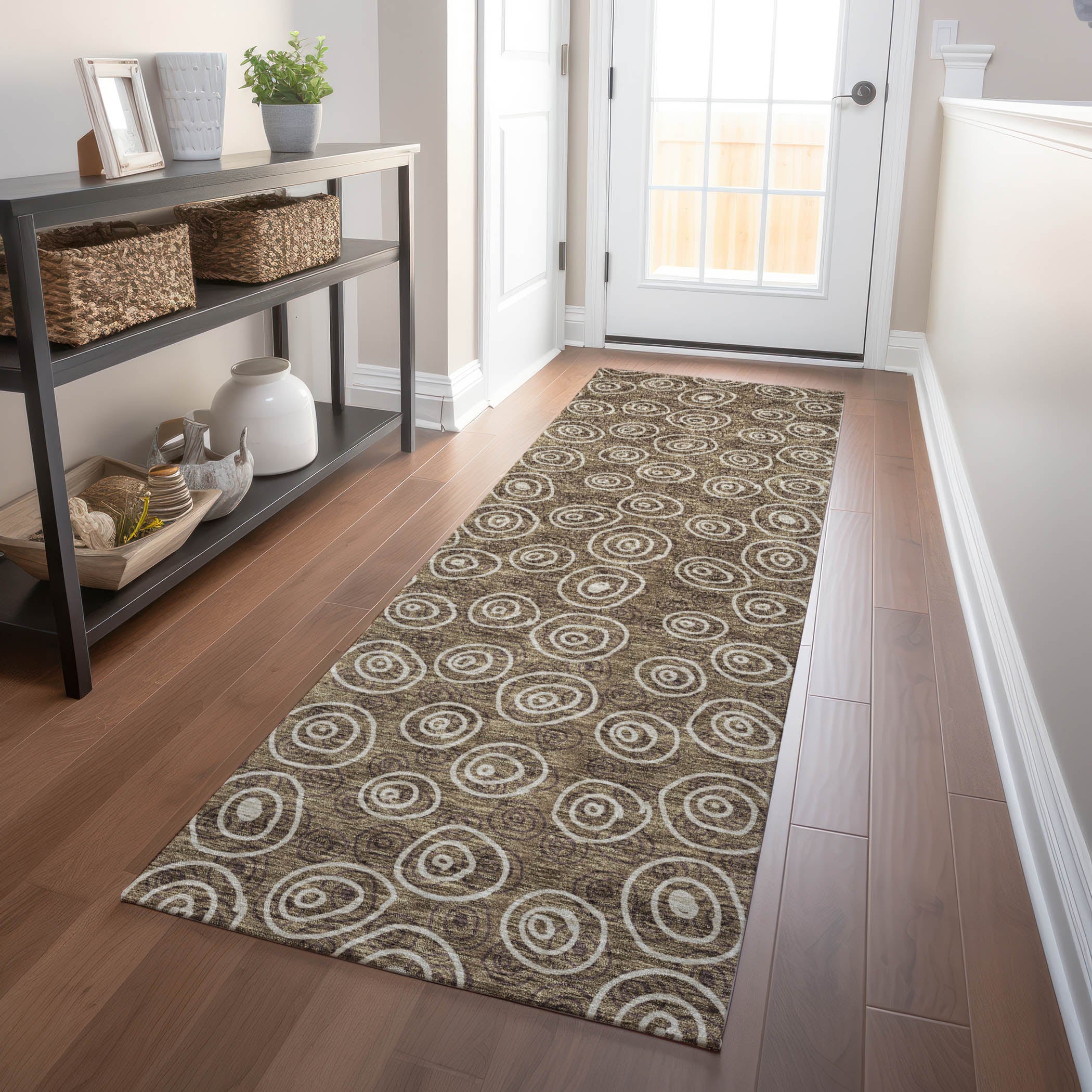Sintra Machine Washable Transitional Brown Rug 2'3" x 7'6" #shape_Runner