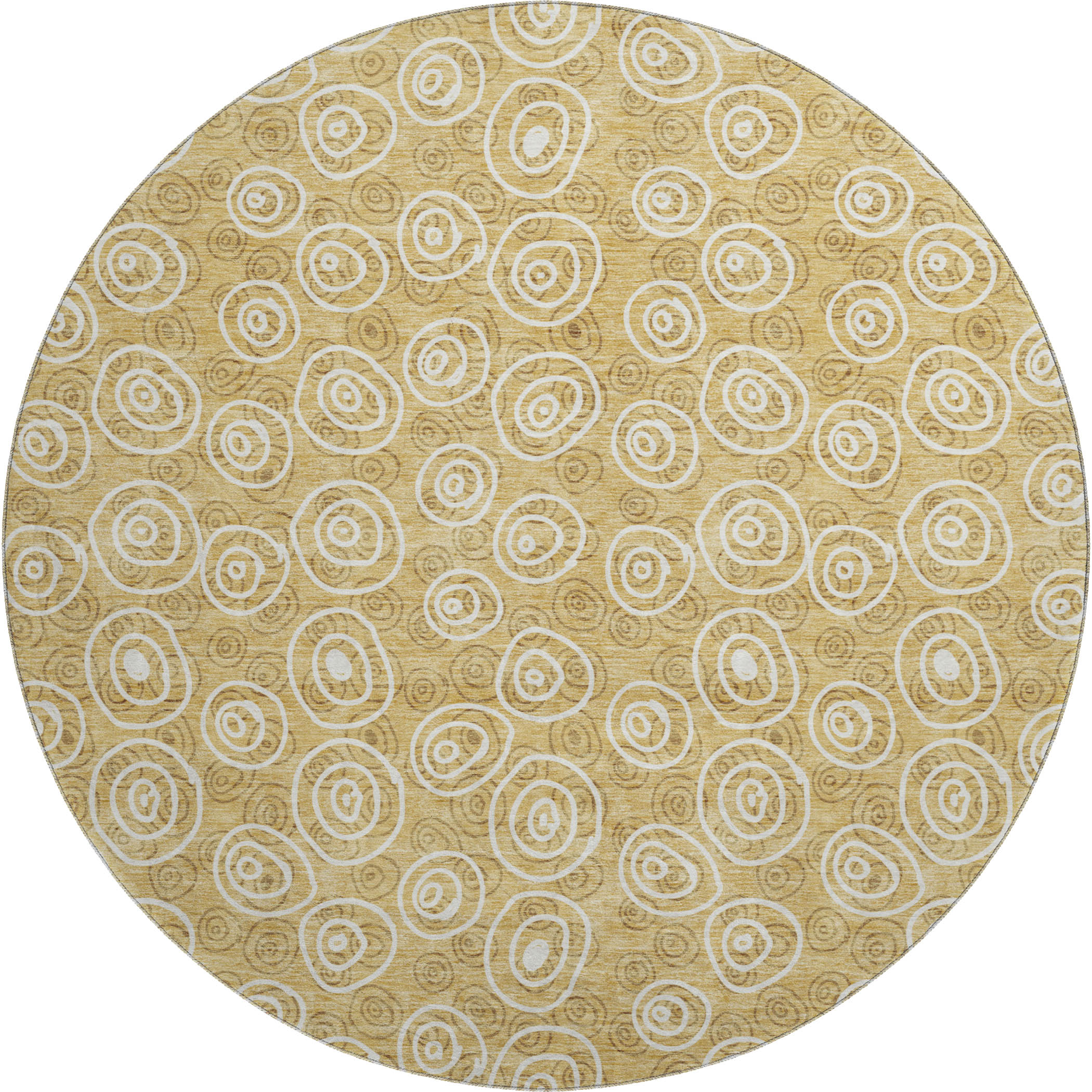 Sintra Machine Washable Transitional Gold Rug 8' x 8' #shape_Round