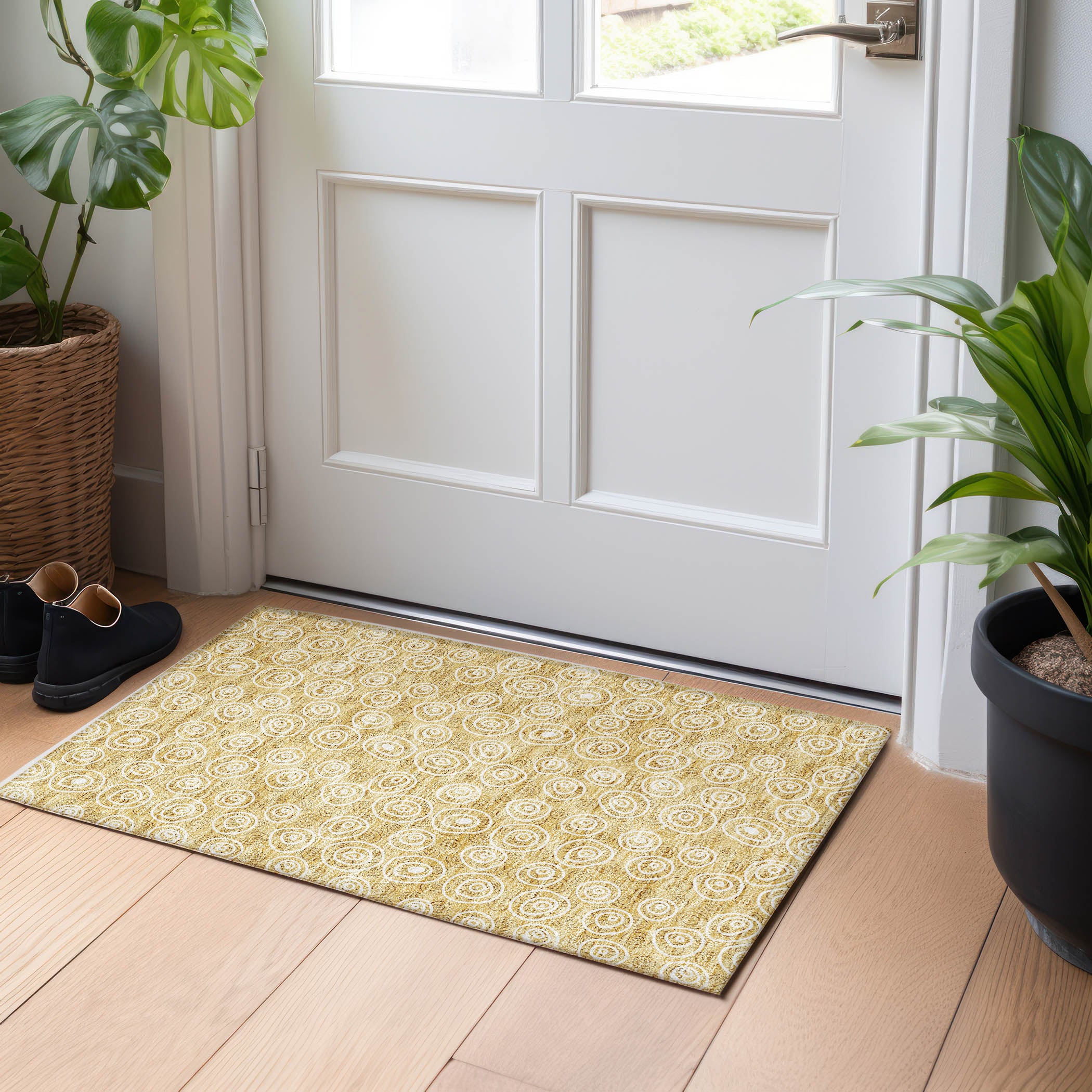 Sintra Machine Washable Transitional Gold Rug 1'8" x 2'6" #shape_Rectangle
