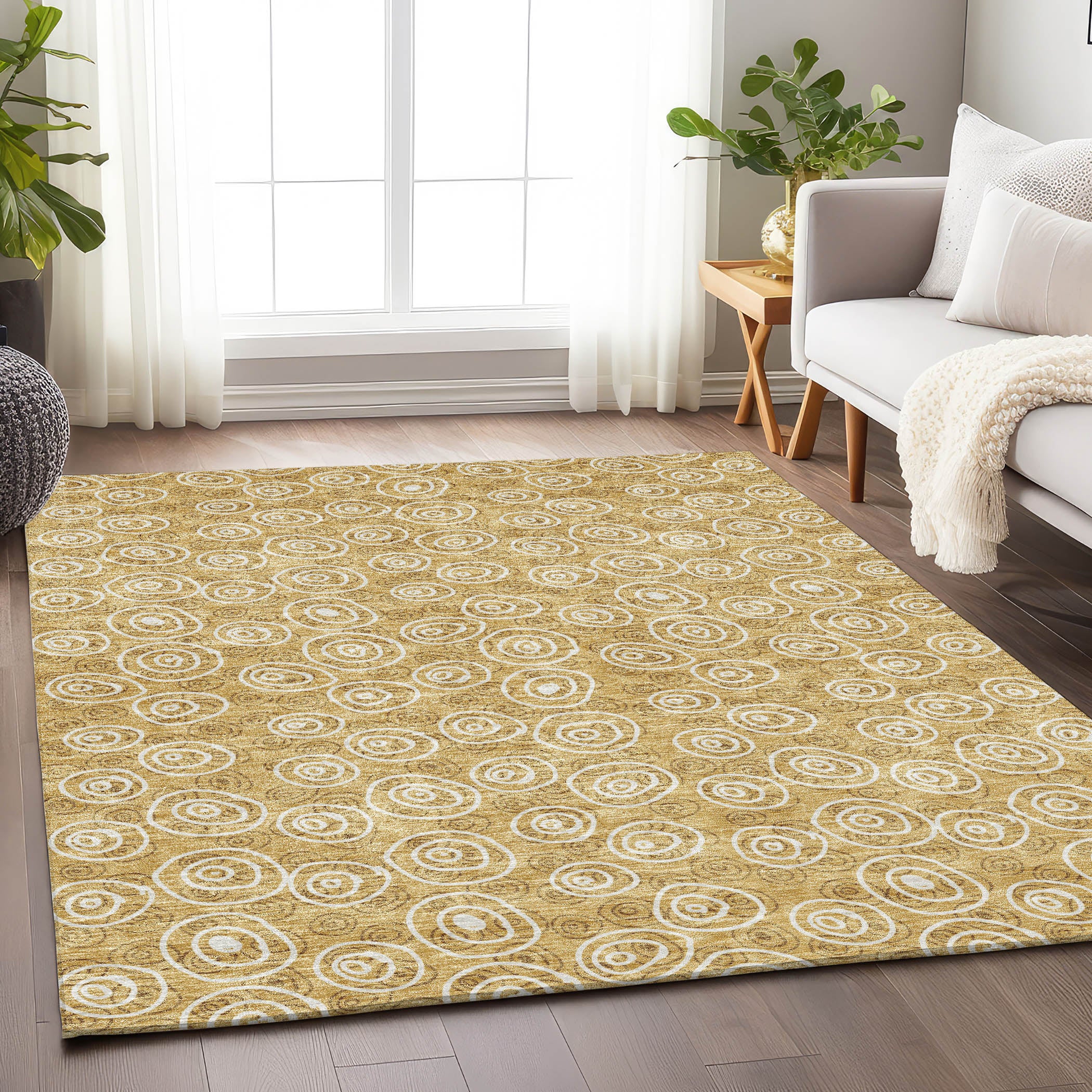 Sintra Machine Washable Transitional Gold Rug 2'6" x 3'10" #shape_Rectangle