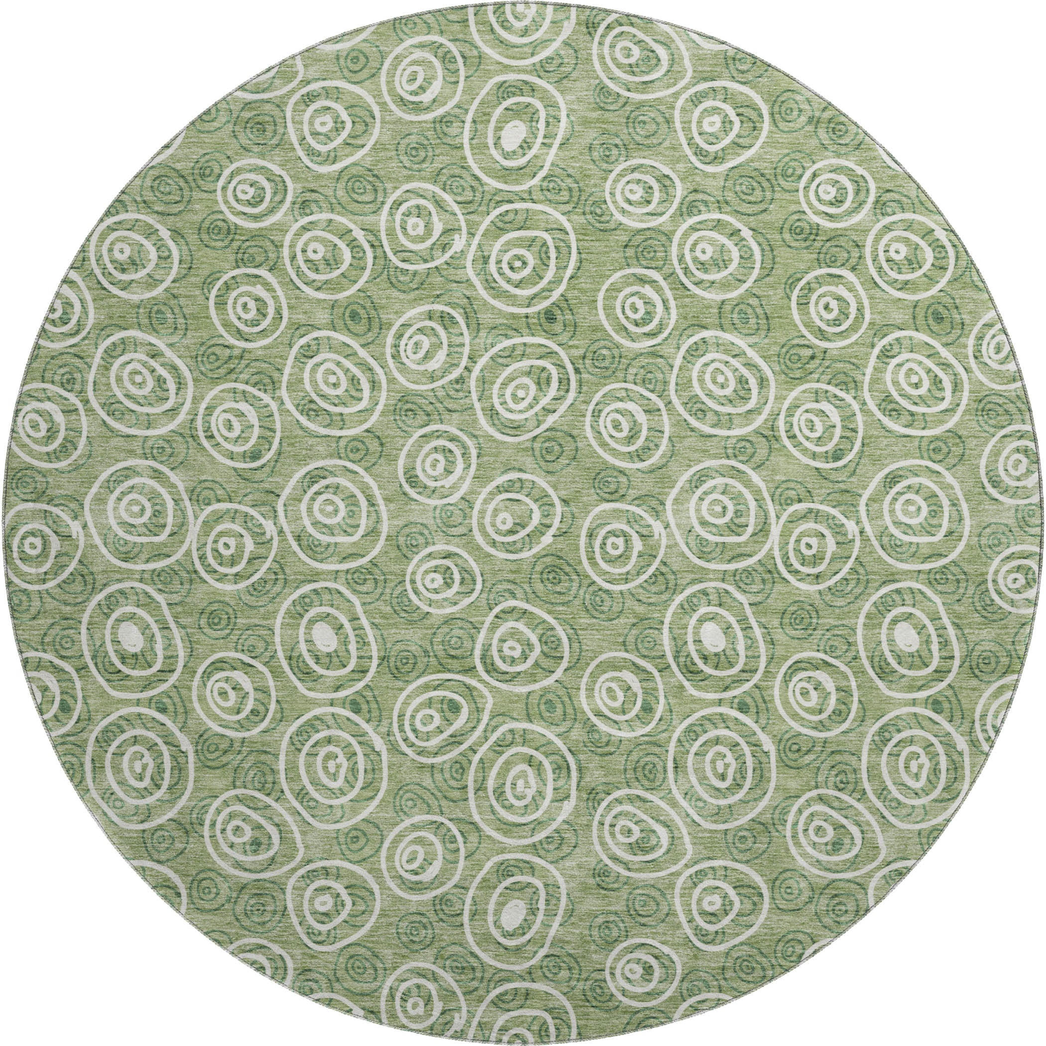 Sintra Machine Washable Transitional Green Rug 8' x 8' #shape_Round