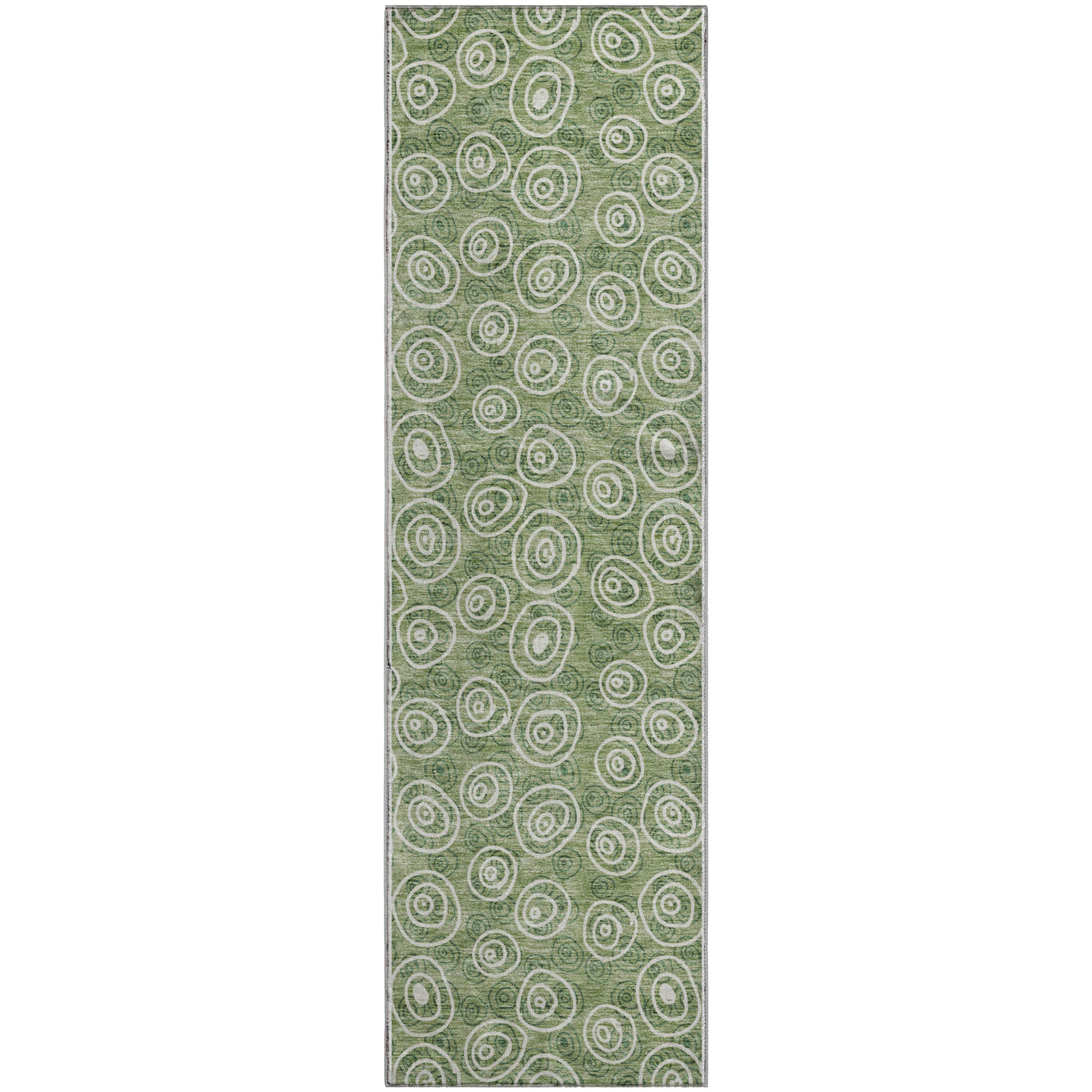 Sintra Machine Washable Transitional Green Rug 2'3" x 7'6" #shape_Runner