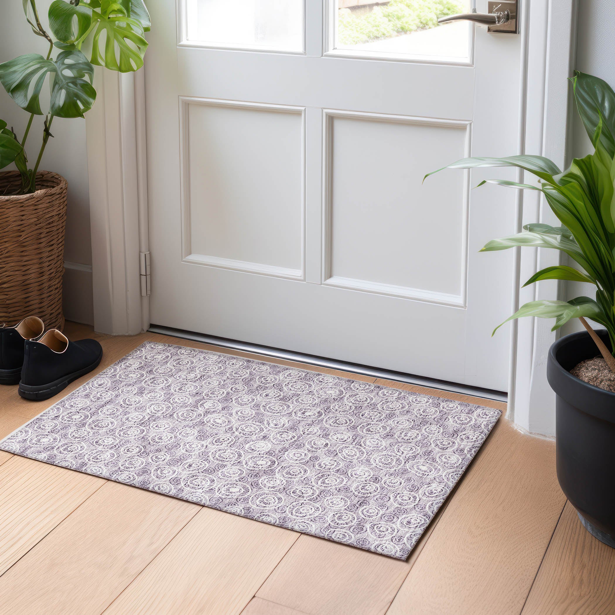 Sintra Machine Washable Transitional Lavender Purple Rug 1'8" x 2'6" #shape_Rectangle