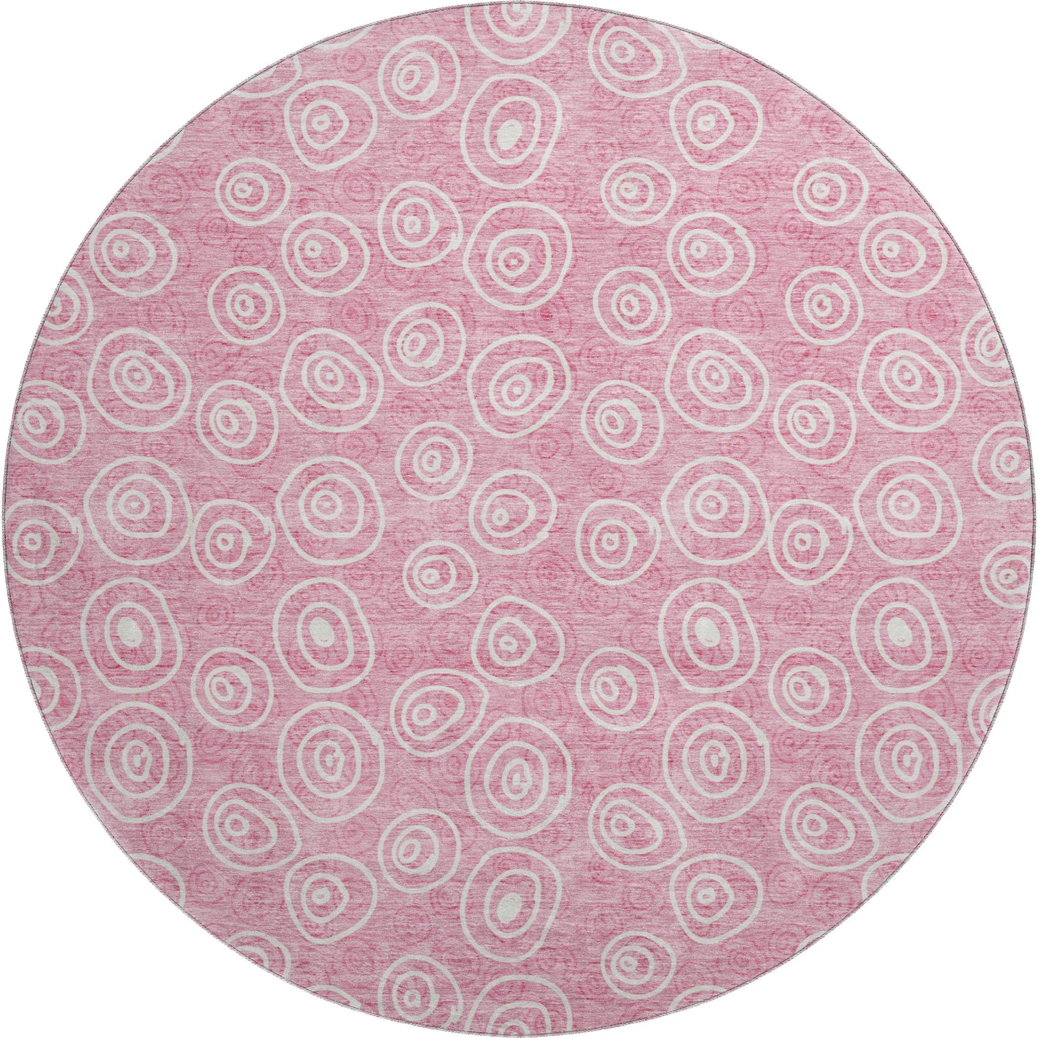 Sintra Machine Washable Transitional Pink Rug 8' x 8' #shape_Round