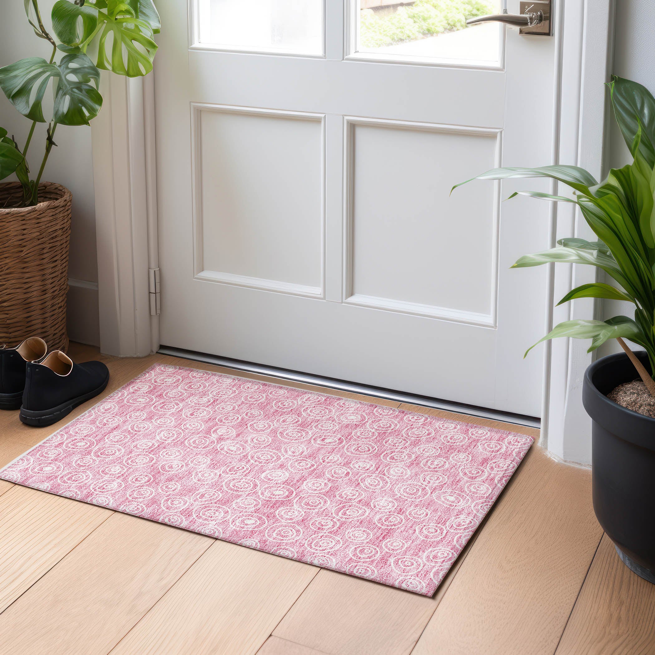 Sintra Machine Washable Transitional Pink Rug 1'8" x 2'6" #shape_Rectangle