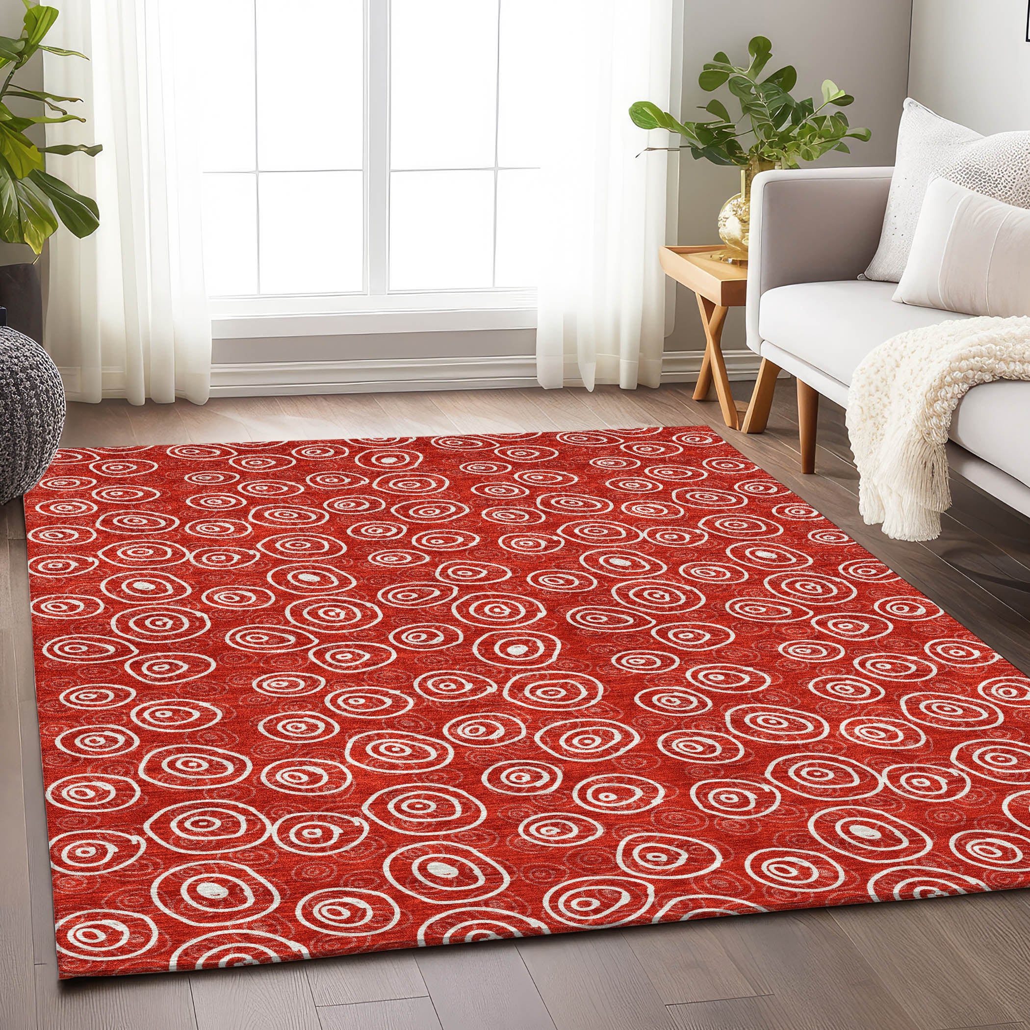 Sintra Machine Washable Transitional Red Rug 2'6" x 3'10" #shape_Rectangle
