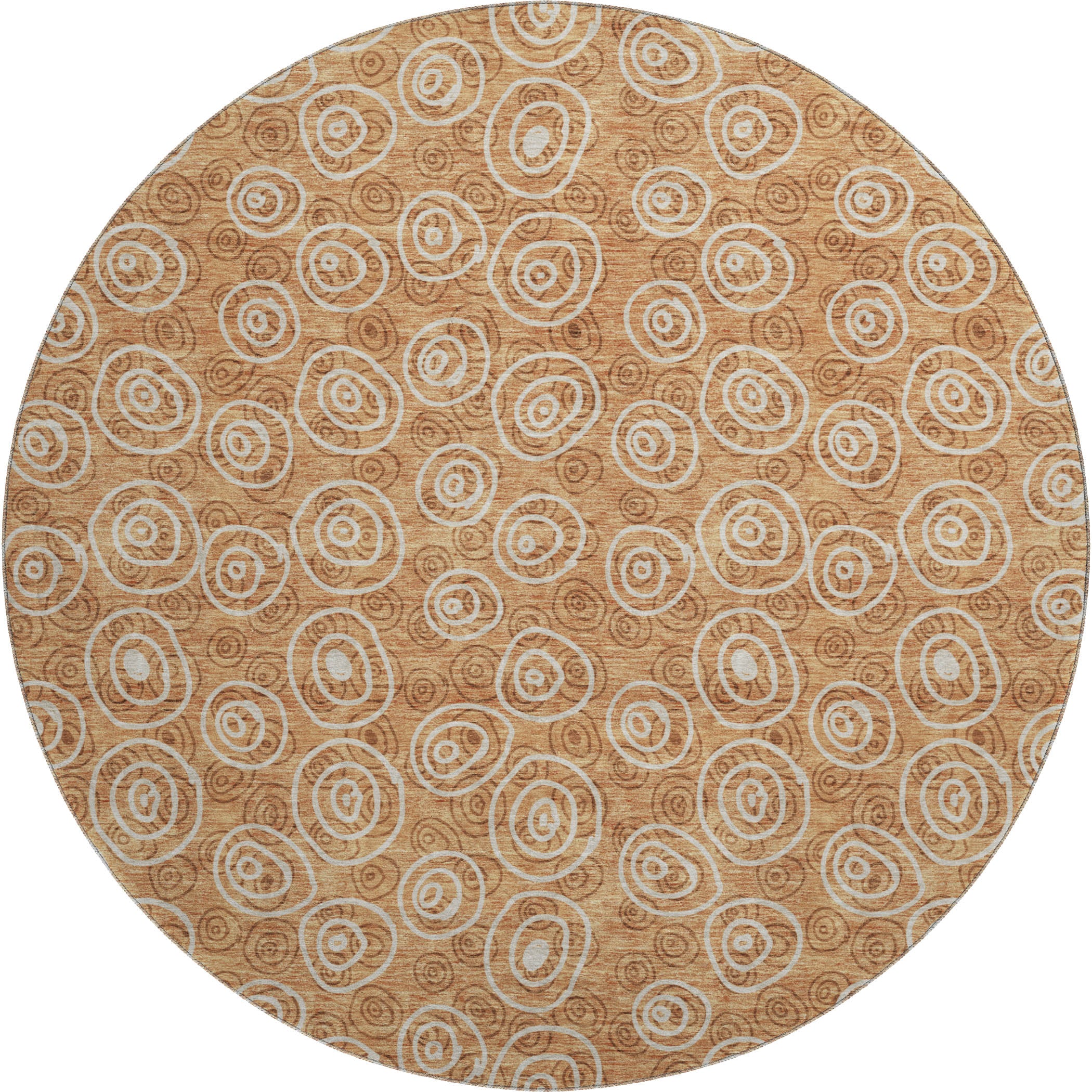 Sintra Machine Washable Transitional Terracotta Orange Rug 8' x 8' #shape_Round