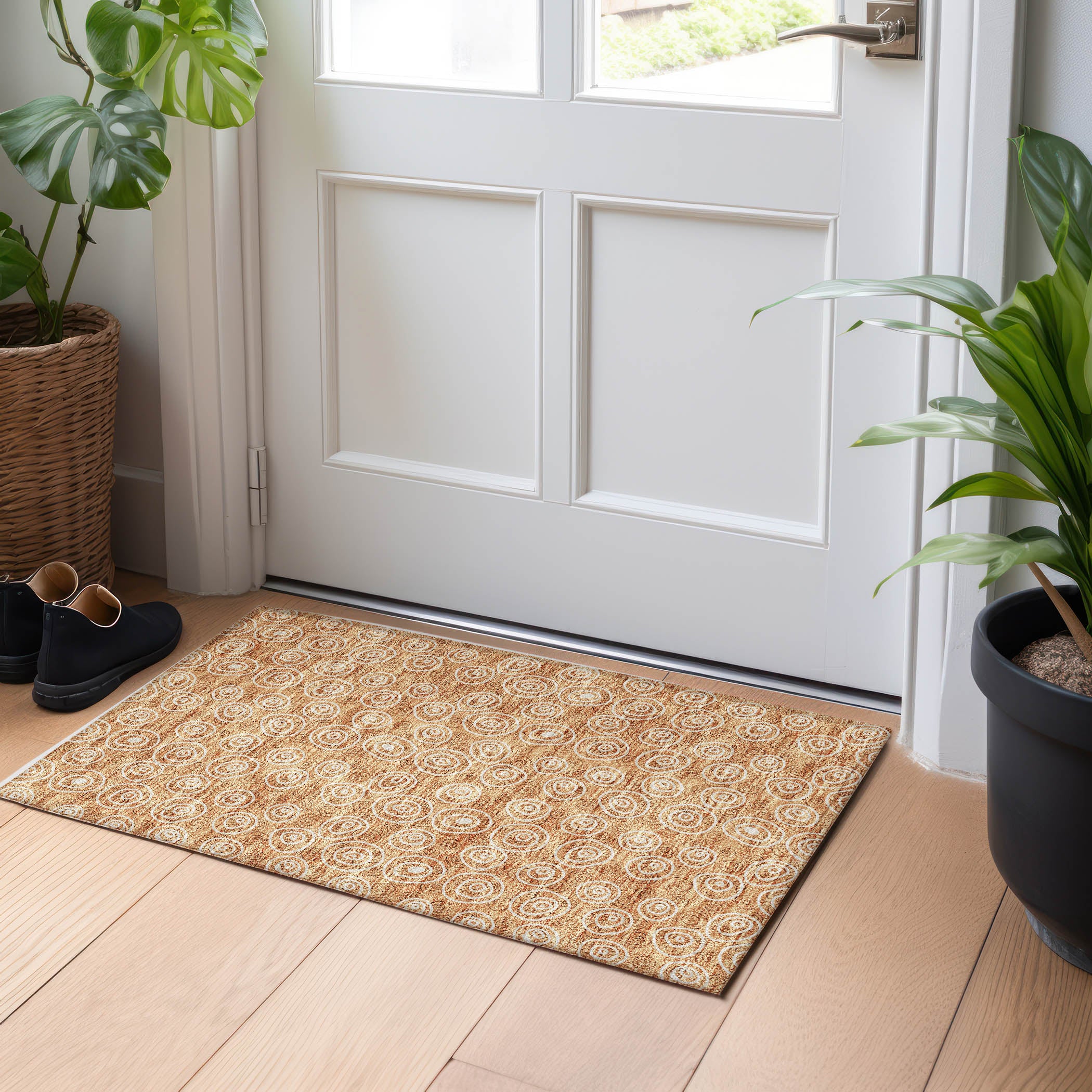 Sintra Machine Washable Transitional Terracotta Orange Rug 1'8" x 2'6" #shape_Rectangle