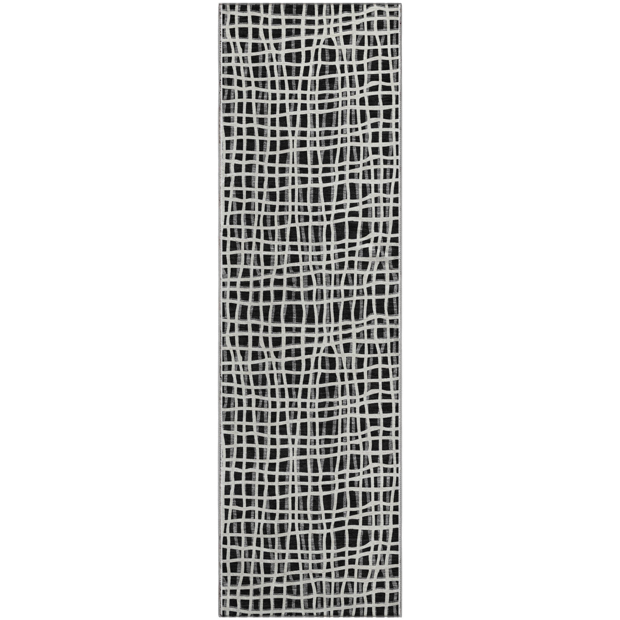Mostar Machine Washable Transitional Black Rug 2'3" x 7'6" #shape_Runner