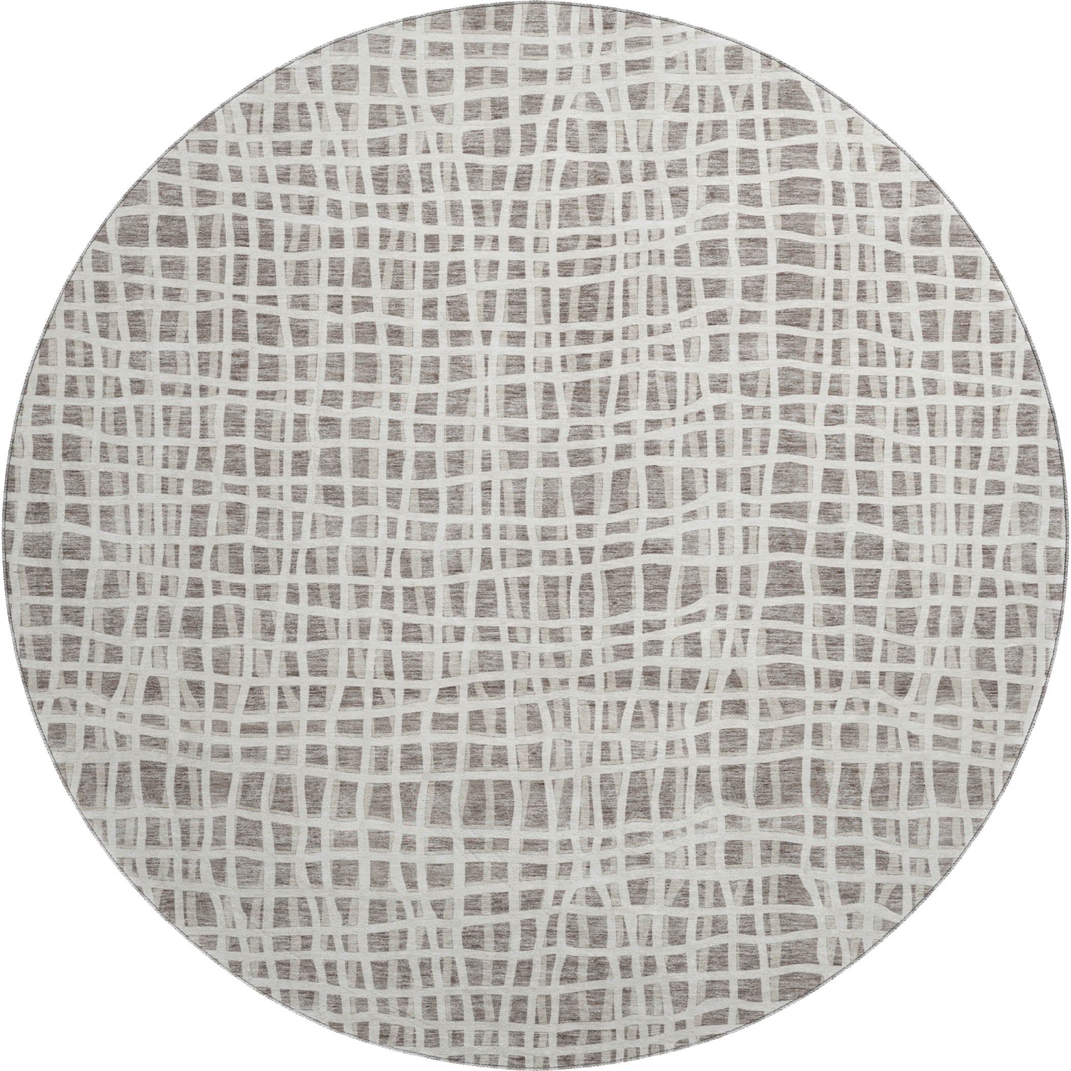 Mostar Machine Washable Transitional Taupe Brown Rug 8' x 8' #shape_Round