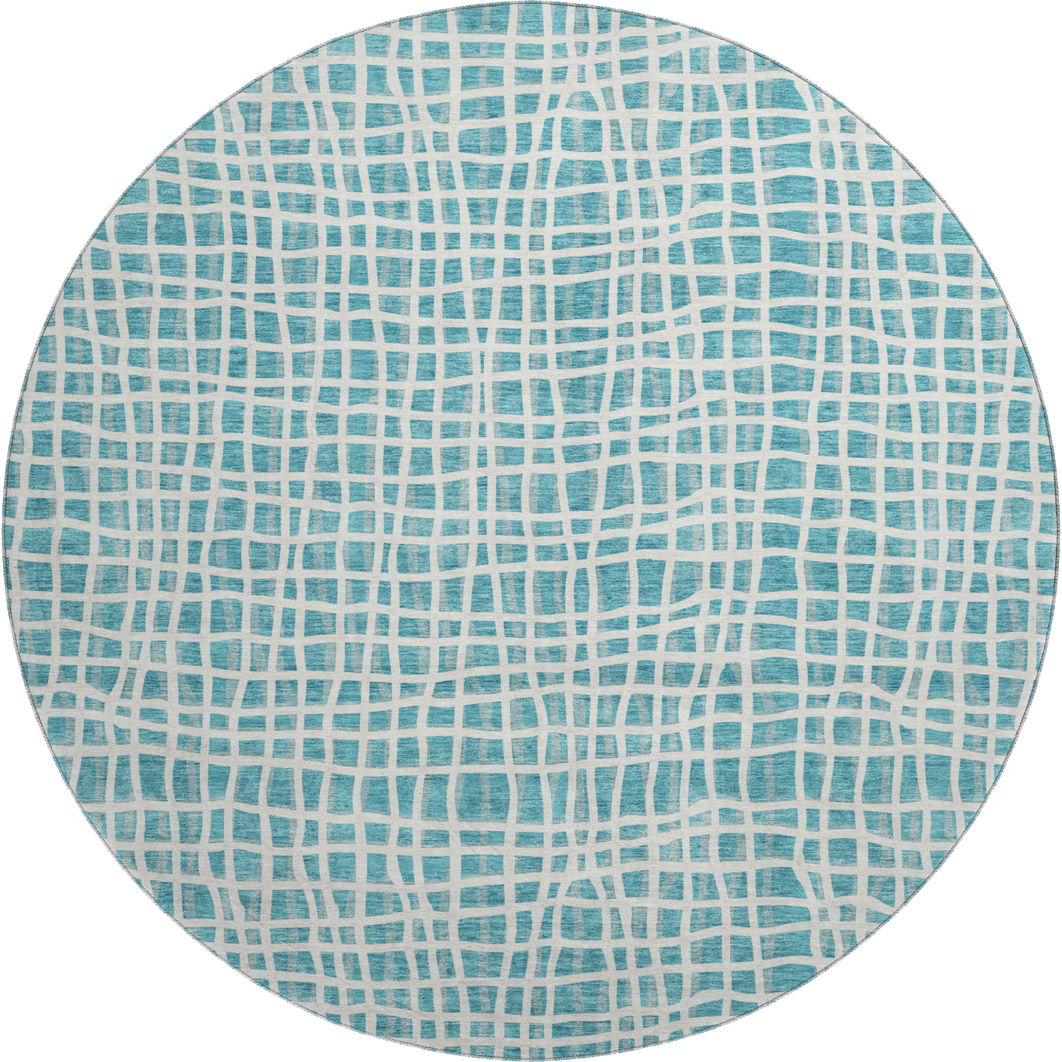 Mostar Machine Washable Transitional Teal Rug 8' x 8' #shape_Round