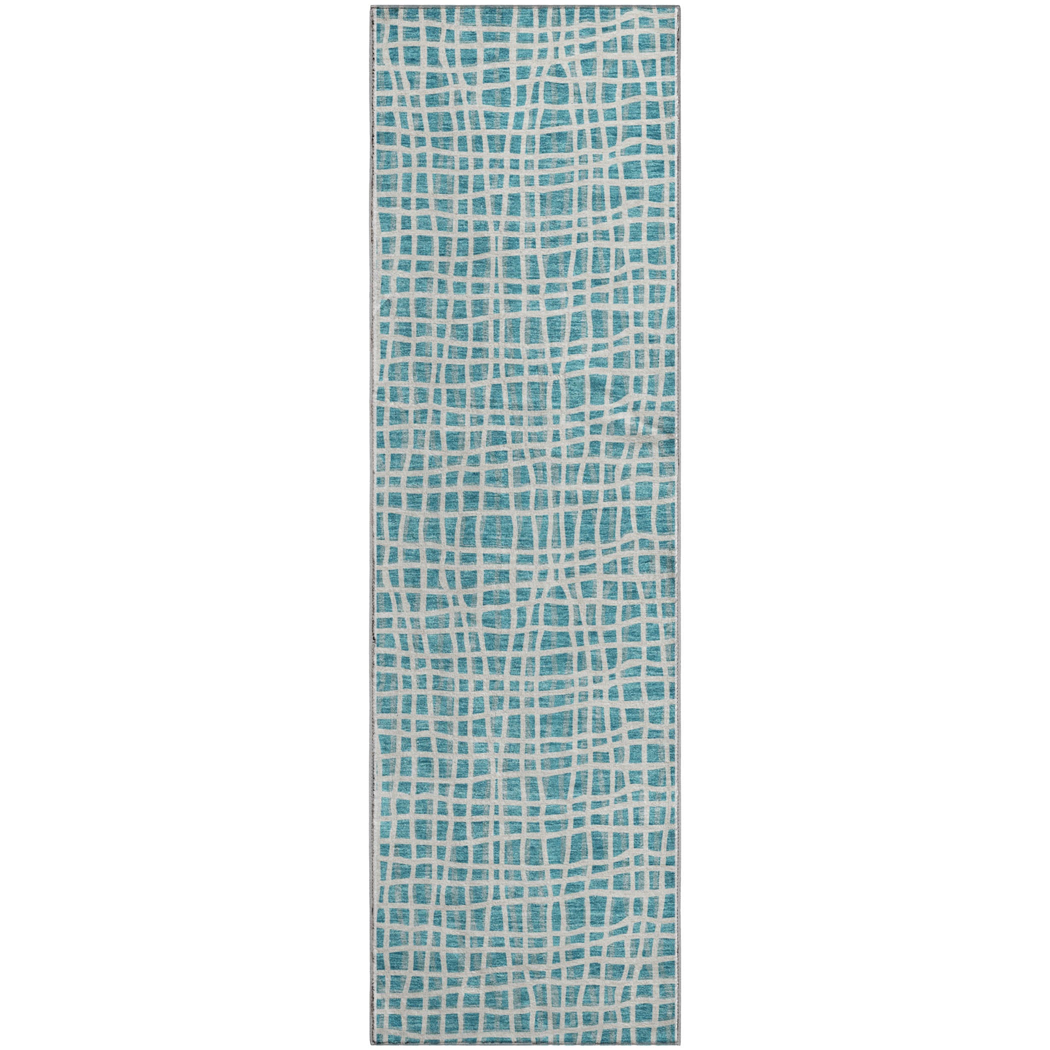 Mostar Machine Washable Transitional Teal Rug 2'3" x 7'6" #shape_Runner