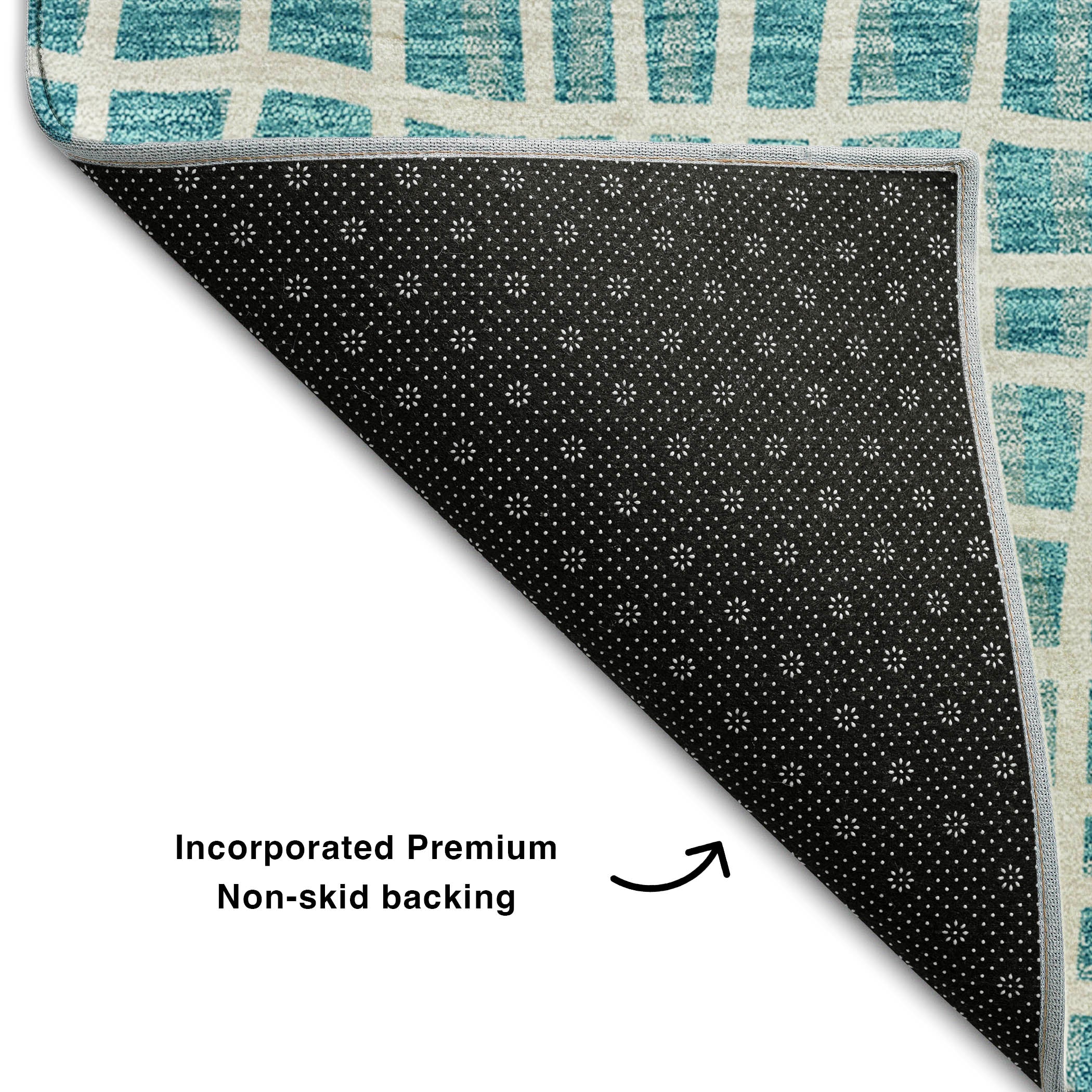 Mostar Machine Washable Transitional Teal Rug 1'8" x 2'6" #shape_Rectangle