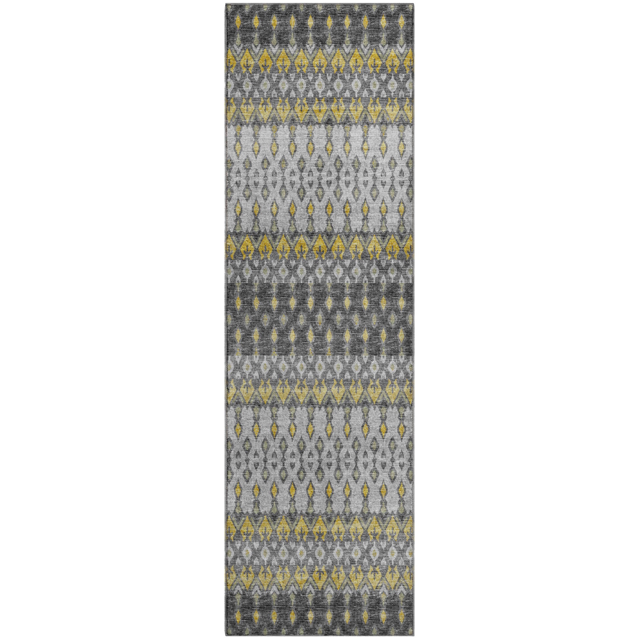 Salzburg Machine Washable Transitional Gray Yellow Rug 2'3" x 7'6" #shape_Runner