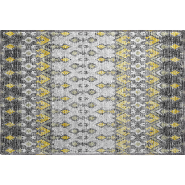 Salzburg Machine Washable Transitional Gray Yellow Rug 1'8" x 2'6"