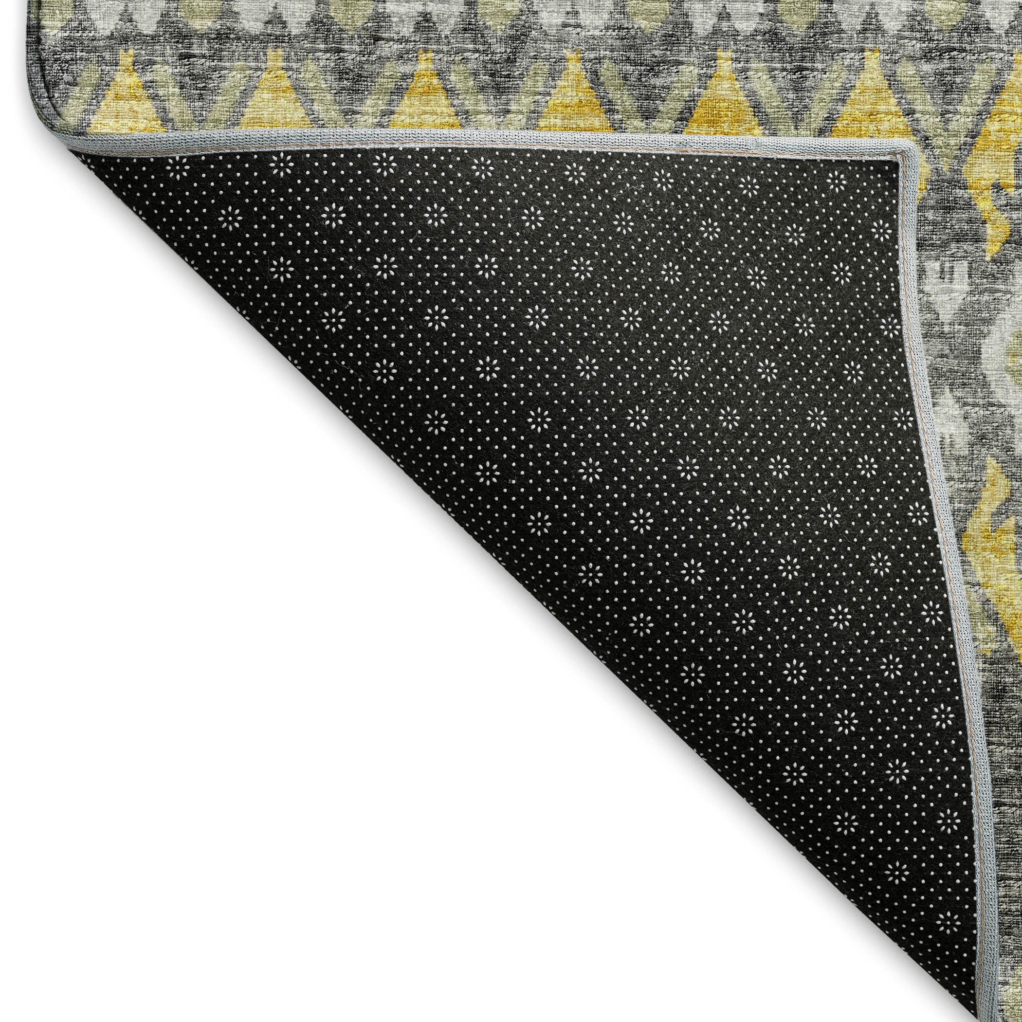 Salzburg Machine Washable Transitional Gray Yellow Rug 1'8" x 2'6" #shape_Rectangle