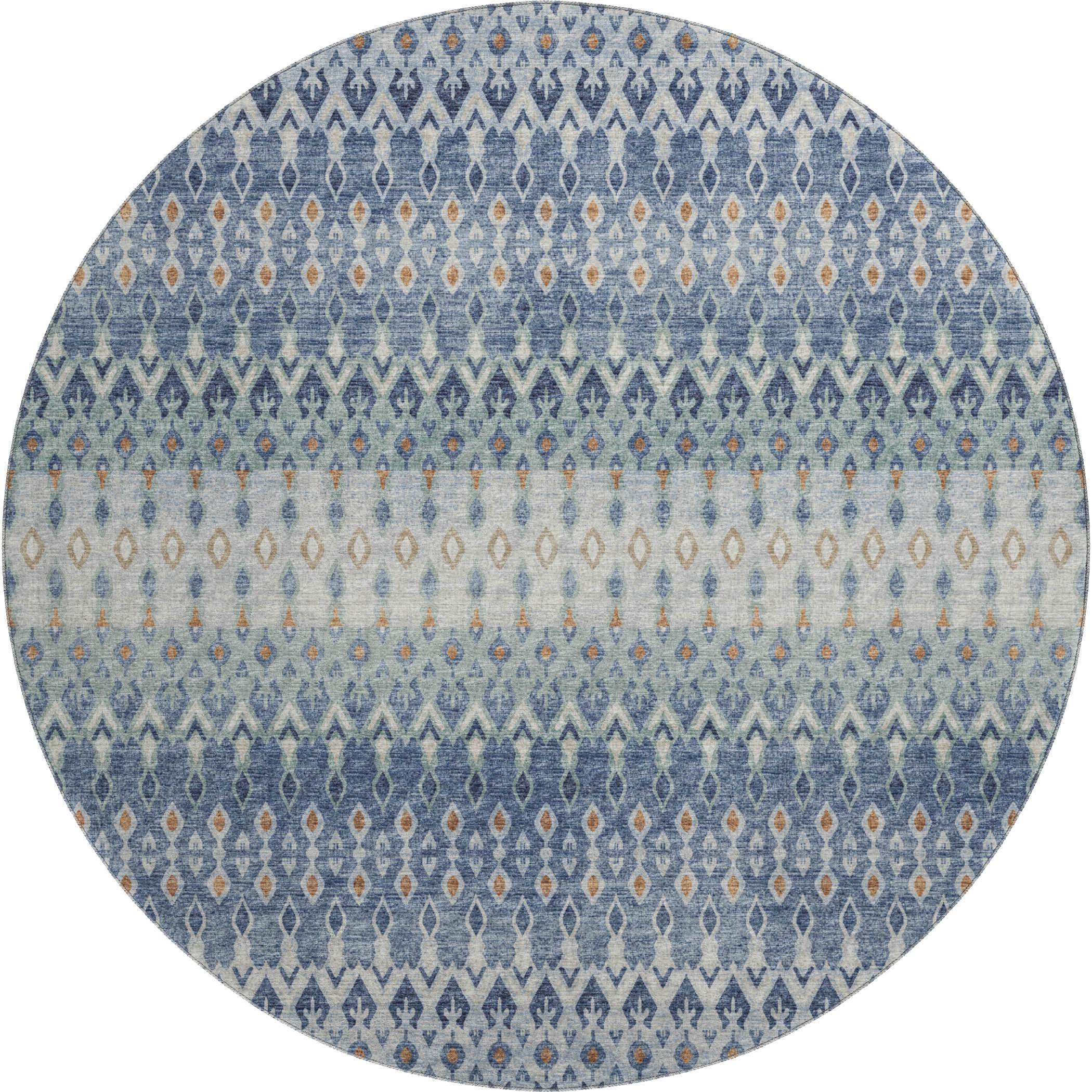 Salzburg Machine Washable Transitional Seaglass Blue Rug 8' x 8' #shape_Round