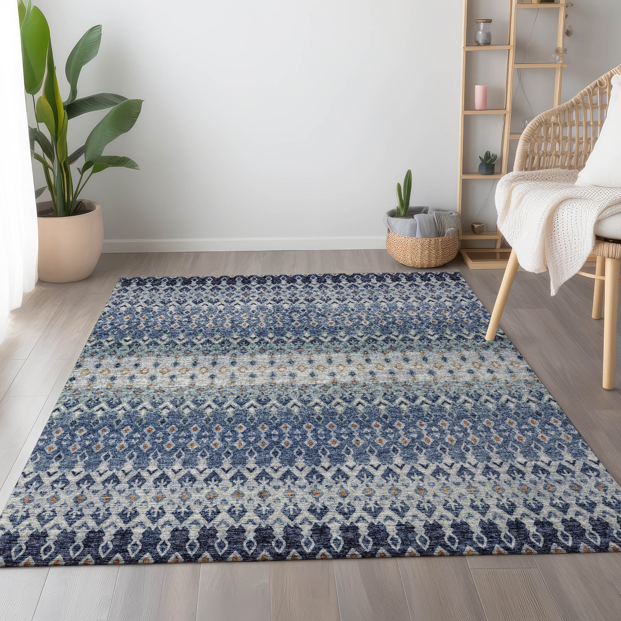 Salzburg Machine Washable Transitional Seaglass Blue Rug 2'6" x 3'10" #shape_Rectangle