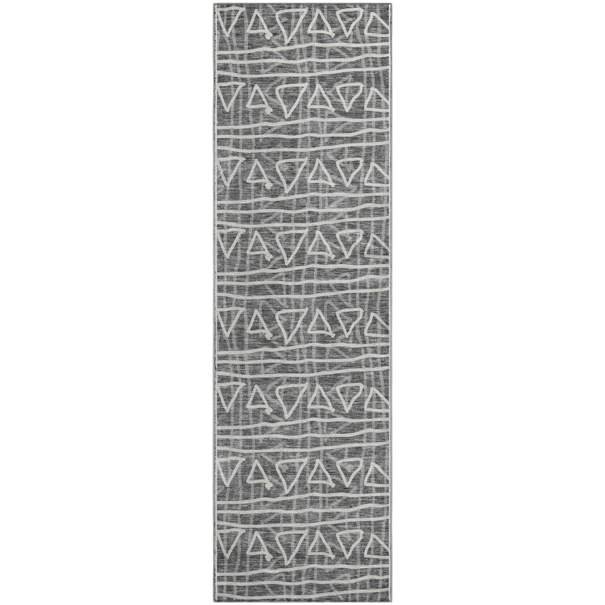 Bruges Machine Washable Transitional Charcoal Gray Rug 2'3" x 7'6" #shape_Runner