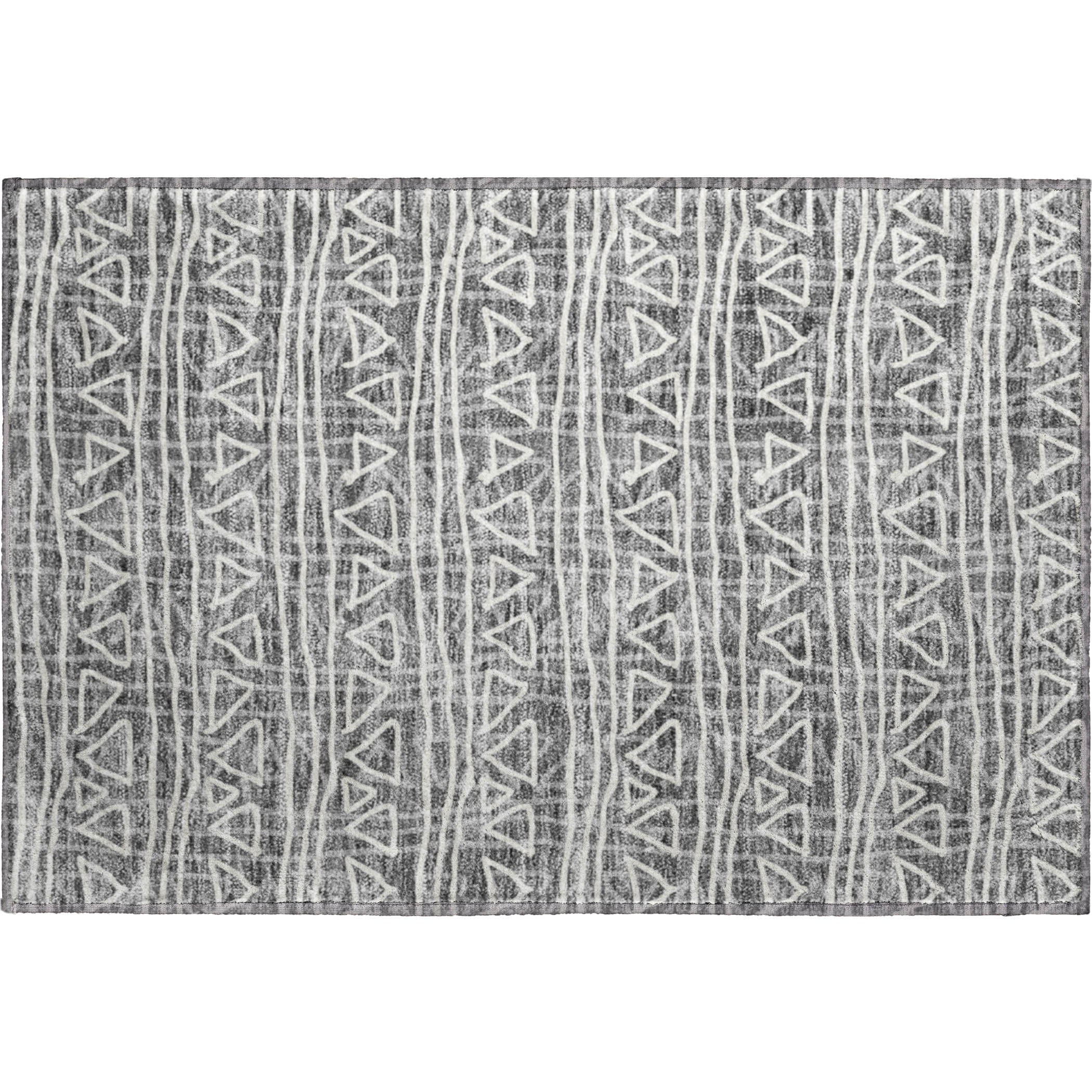 Bruges Machine Washable Transitional Charcoal Gray Rug 1'8" x 2'6" #shape_Rectangle