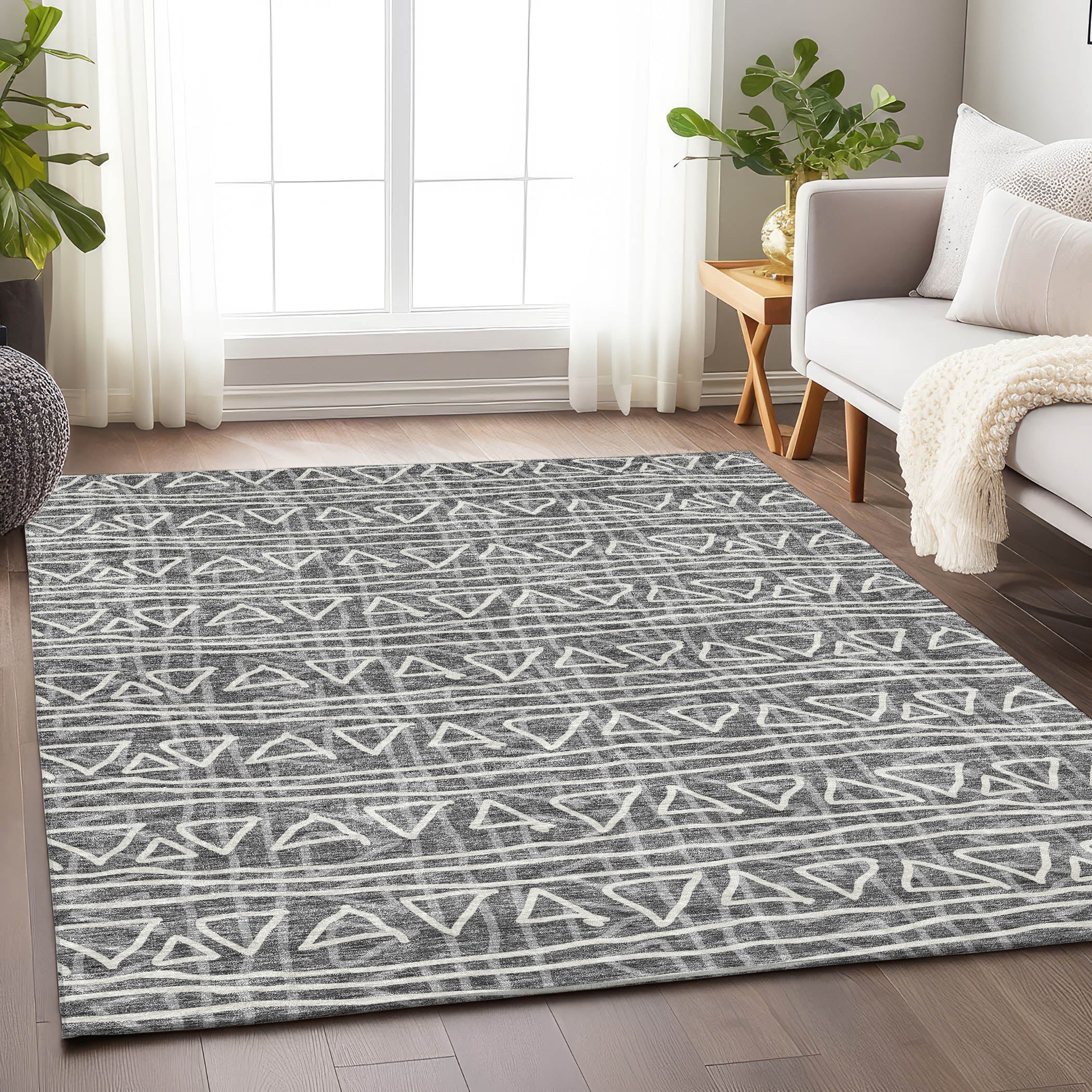 Bruges Machine Washable Transitional Charcoal Gray Rug 2'6" x 3'10" #shape_Rectangle