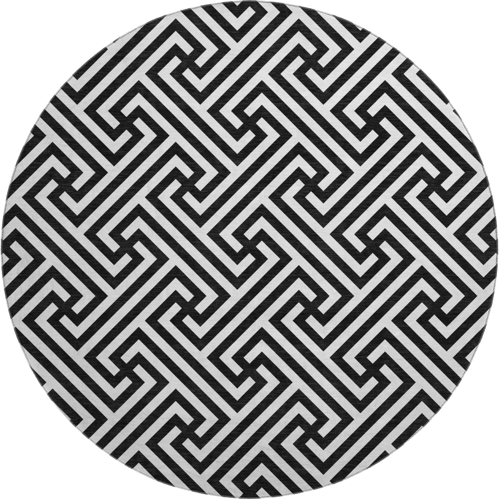 Chiang Mai Machine Washable Transitional Black Rug 8' x 8' #shape_Round