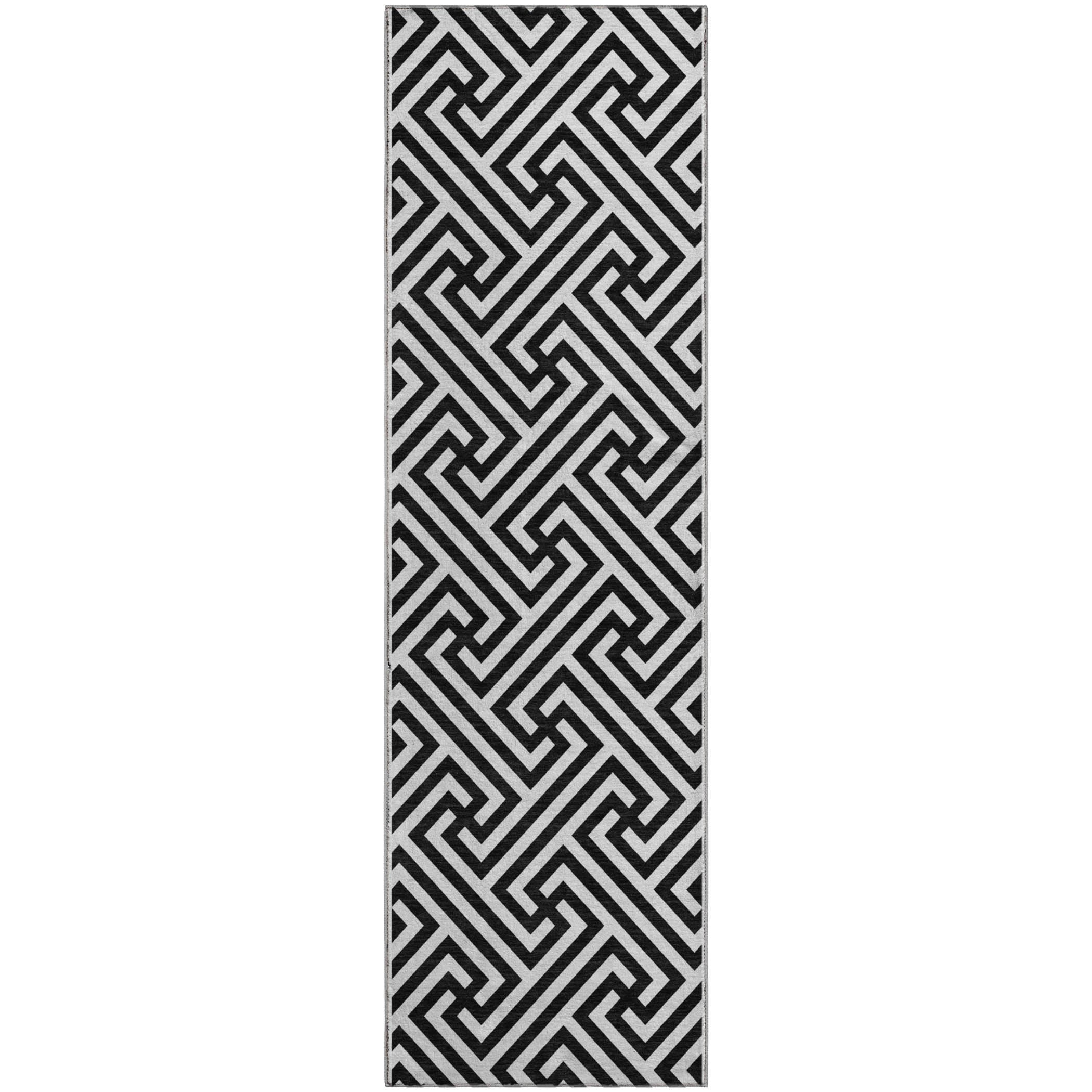 Chiang Mai Machine Washable Transitional Black Rug 2'3" x 7'6" #shape_Runner
