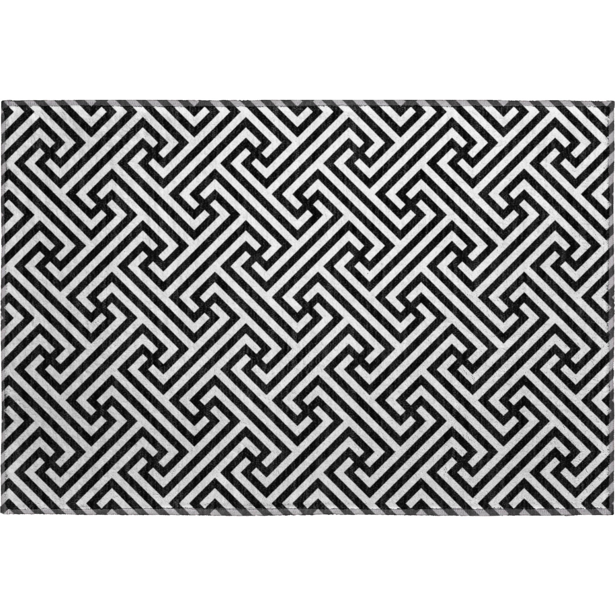 Chiang Mai Machine Washable Transitional Black Rug 1'8" x 2'6" #shape_Rectangle