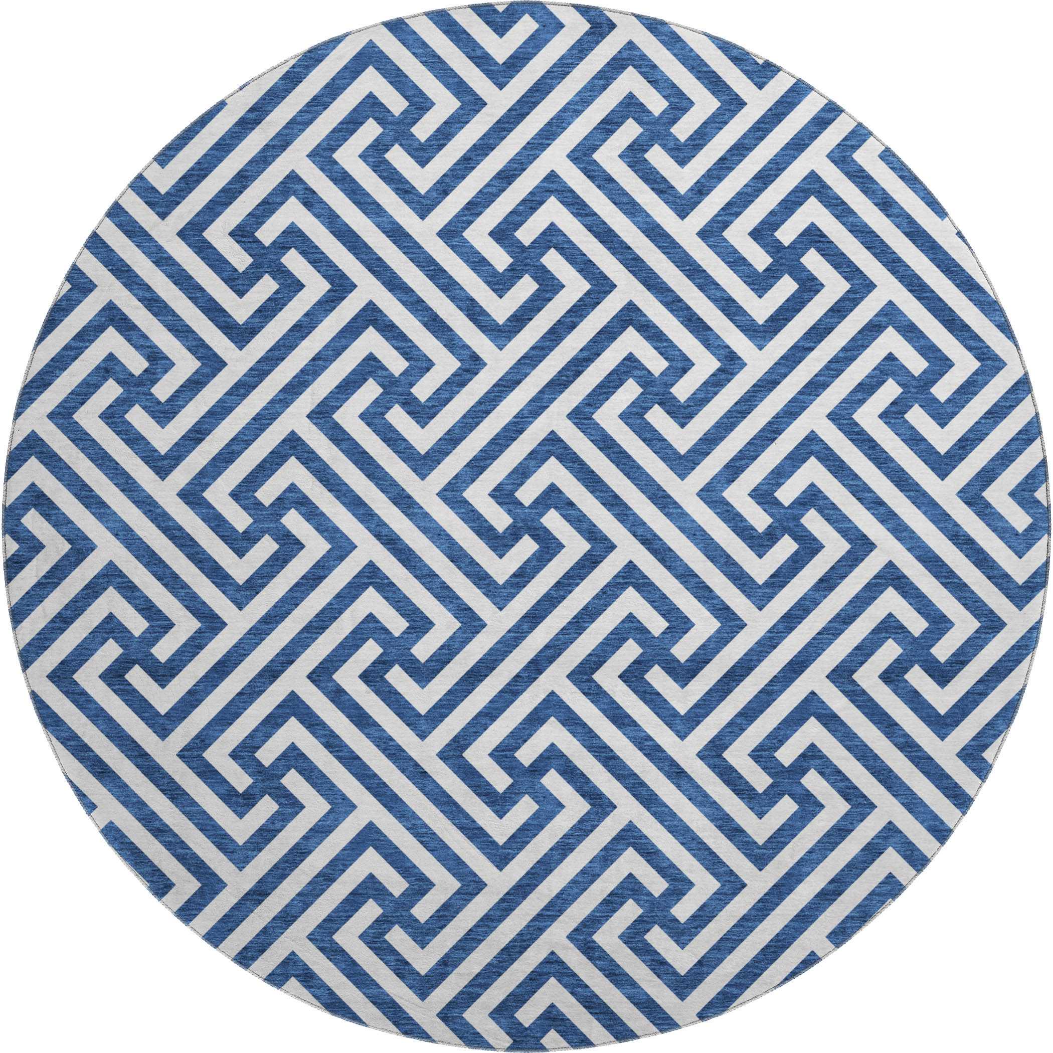 Chiang Mai Machine Washable Transitional Blue Rug 8' x 8' #shape_Round