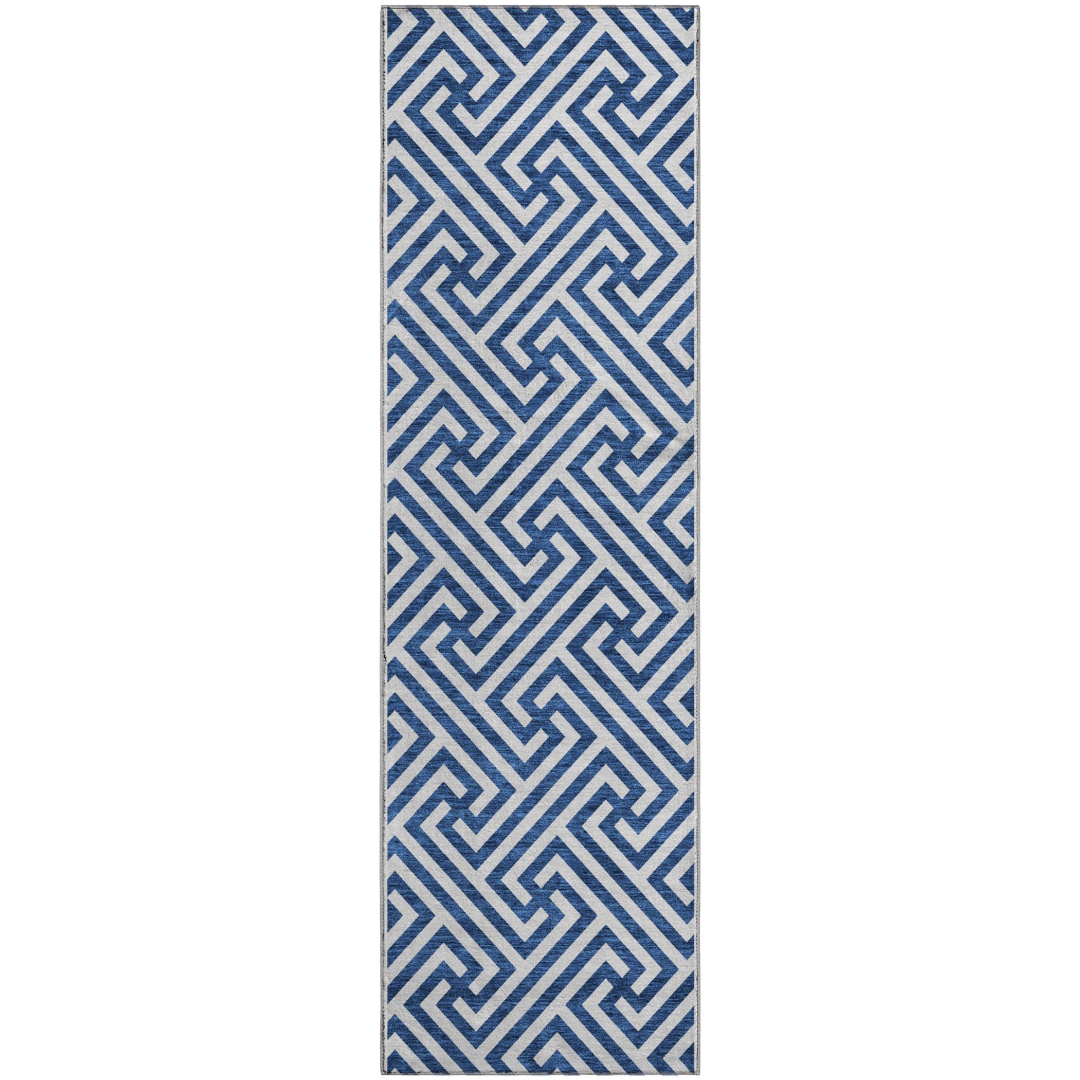 Chiang Mai Machine Washable Transitional Blue Rug 2'3" x 7'6" #shape_Runner