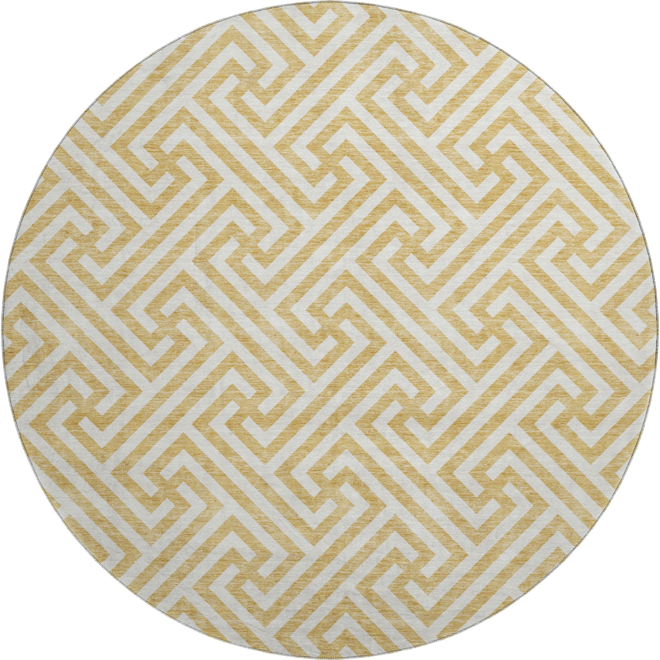 Chiang Mai Machine Washable Transitional Gold Rug 8' x 8' #shape_Round