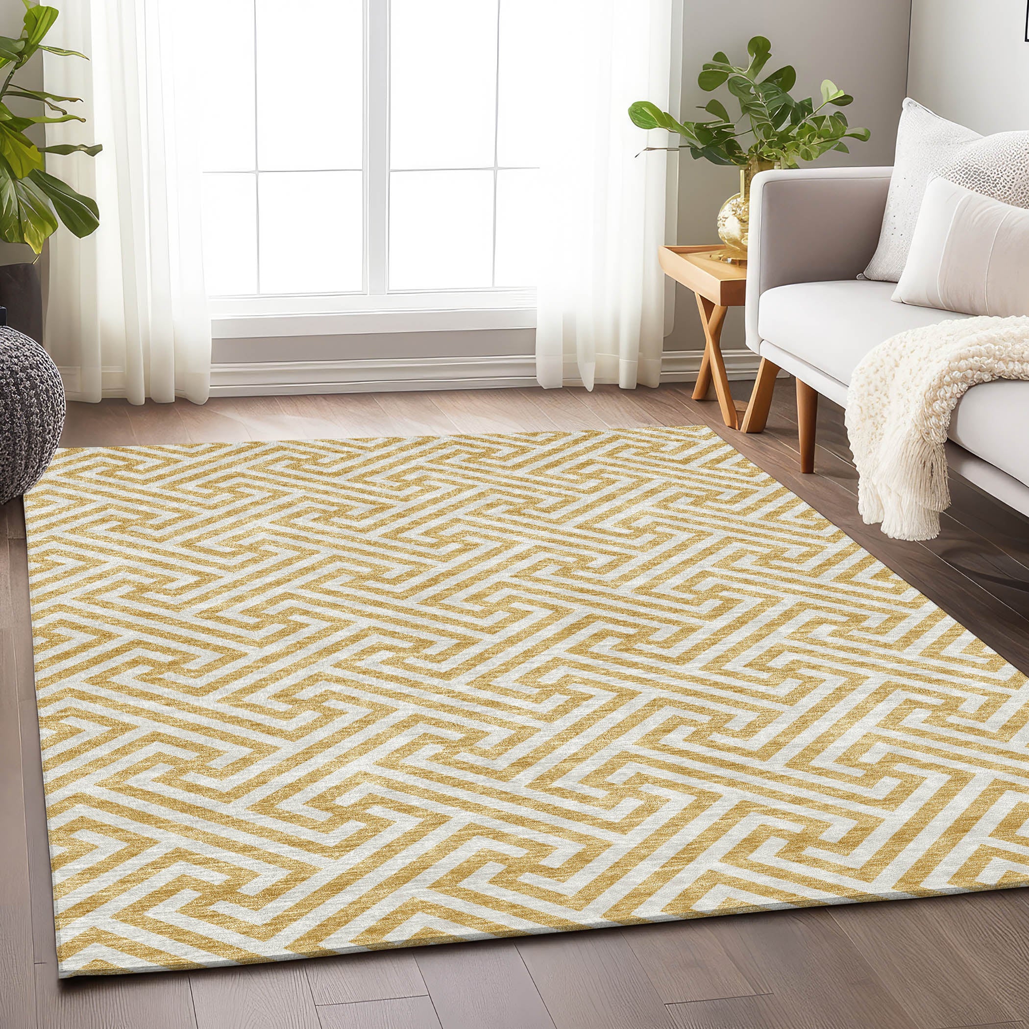 Chiang Mai Machine Washable Transitional Gold Rug 2'6" x 3'10" #shape_Rectangle