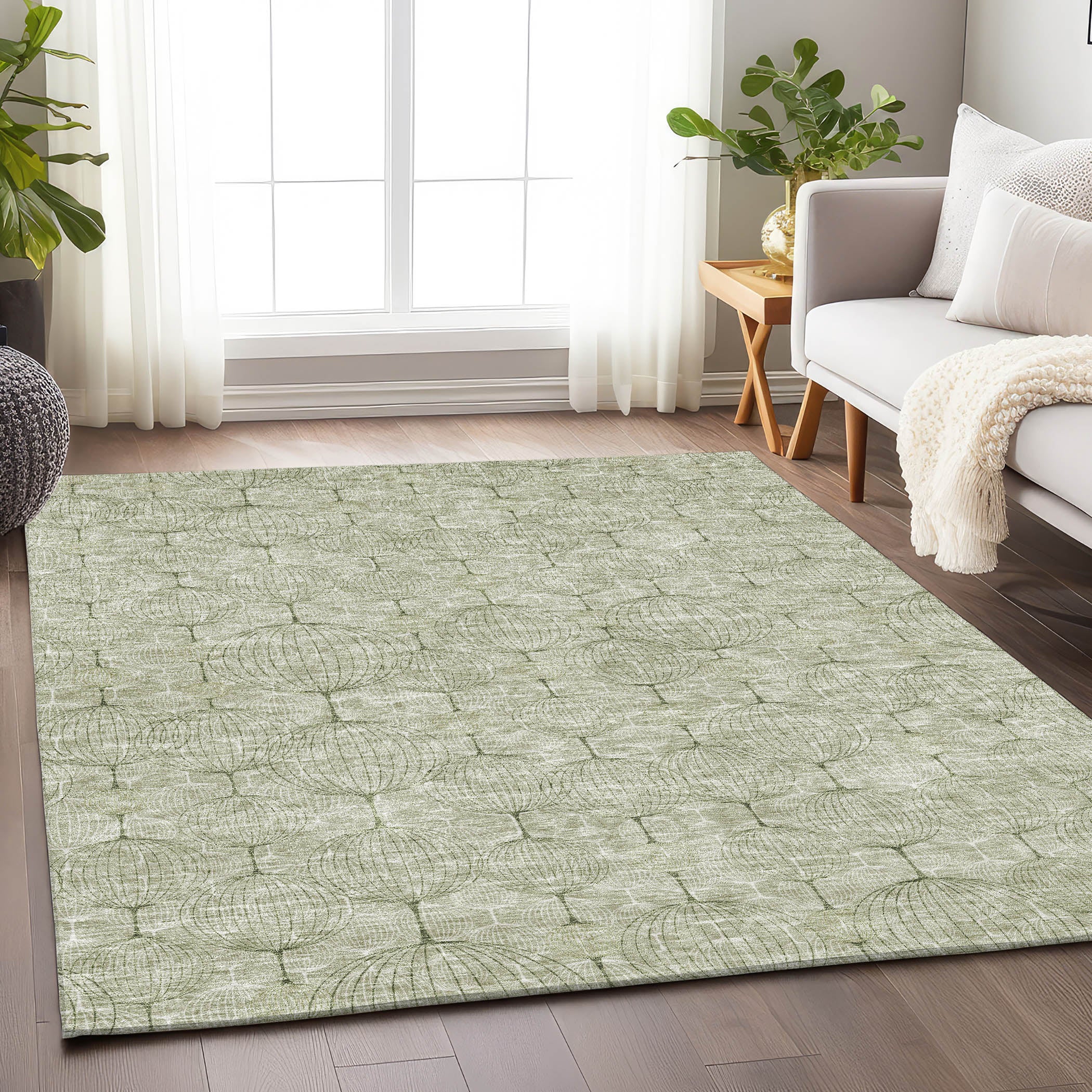 Dublin Machine Washable Transitional Aloe Green Rug 2'6" x 3'10" #shape_Rectangle